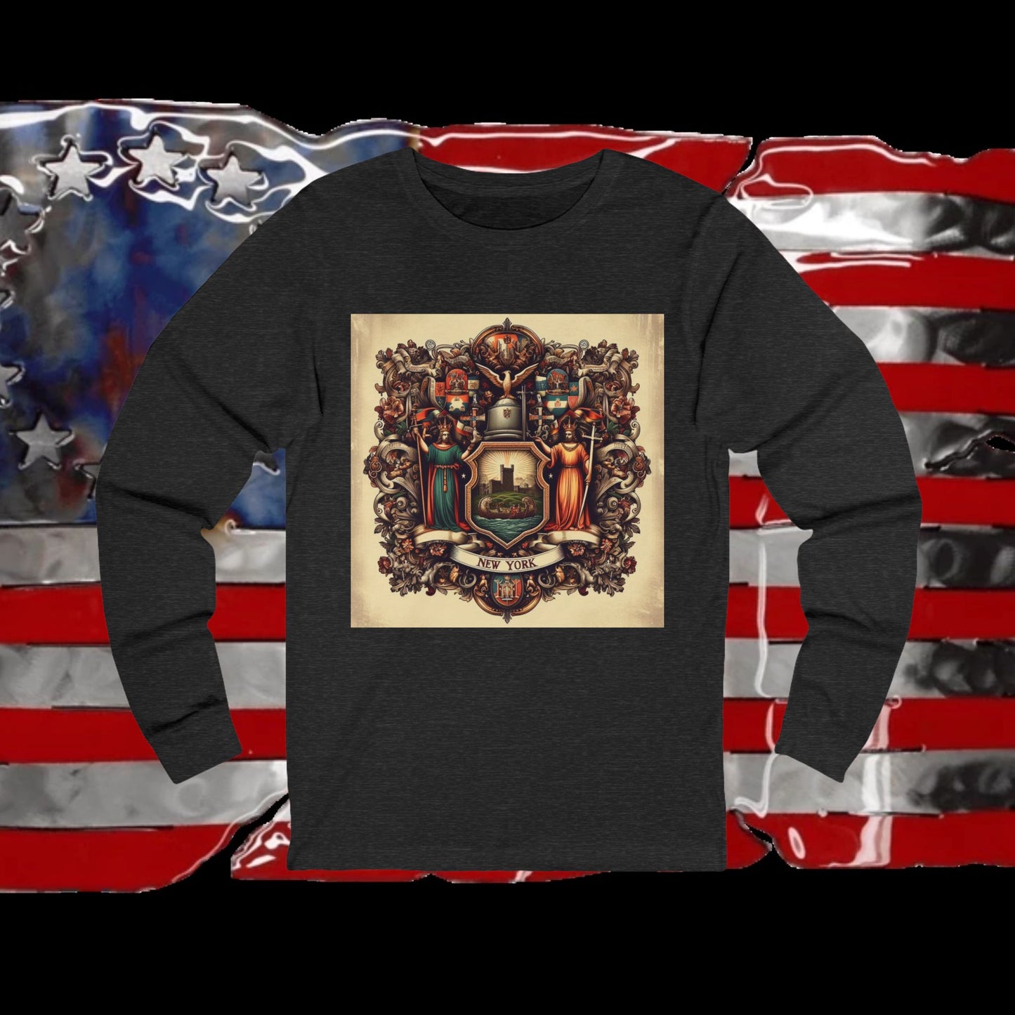 New York Vintage Christian Crusader - Premium Unisex Long Sleeve Jersey Tee - 100% Charity - The God Vote Collection by Chris Rabalais