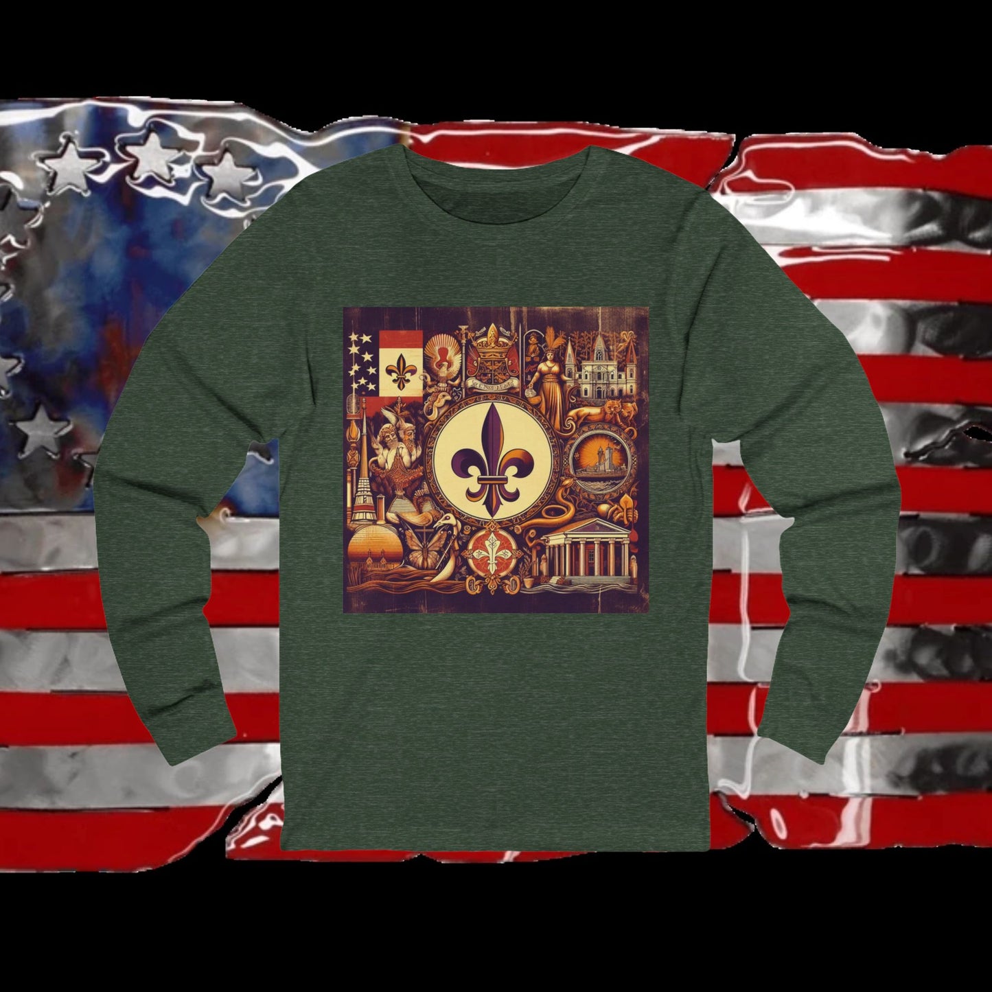 Louisiana Vintage Christian Crusader - Premium Unisex Long Sleeve Jersey Tee - 100% Charity - The God Vote Collection by Chris Rabalais
