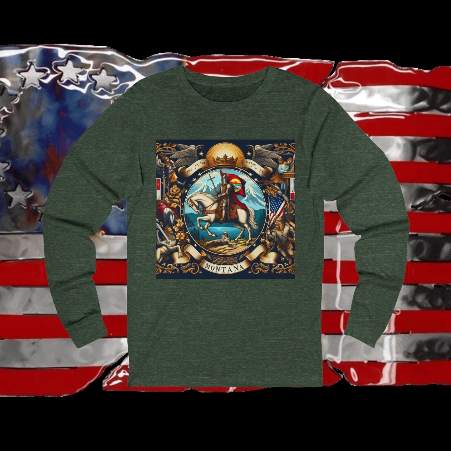 Montana Vintage Christian Crusader - Premium Unisex Long Sleeve Jersey Tee - 100% Charity - The God Vote Collection by Chris Rabalais