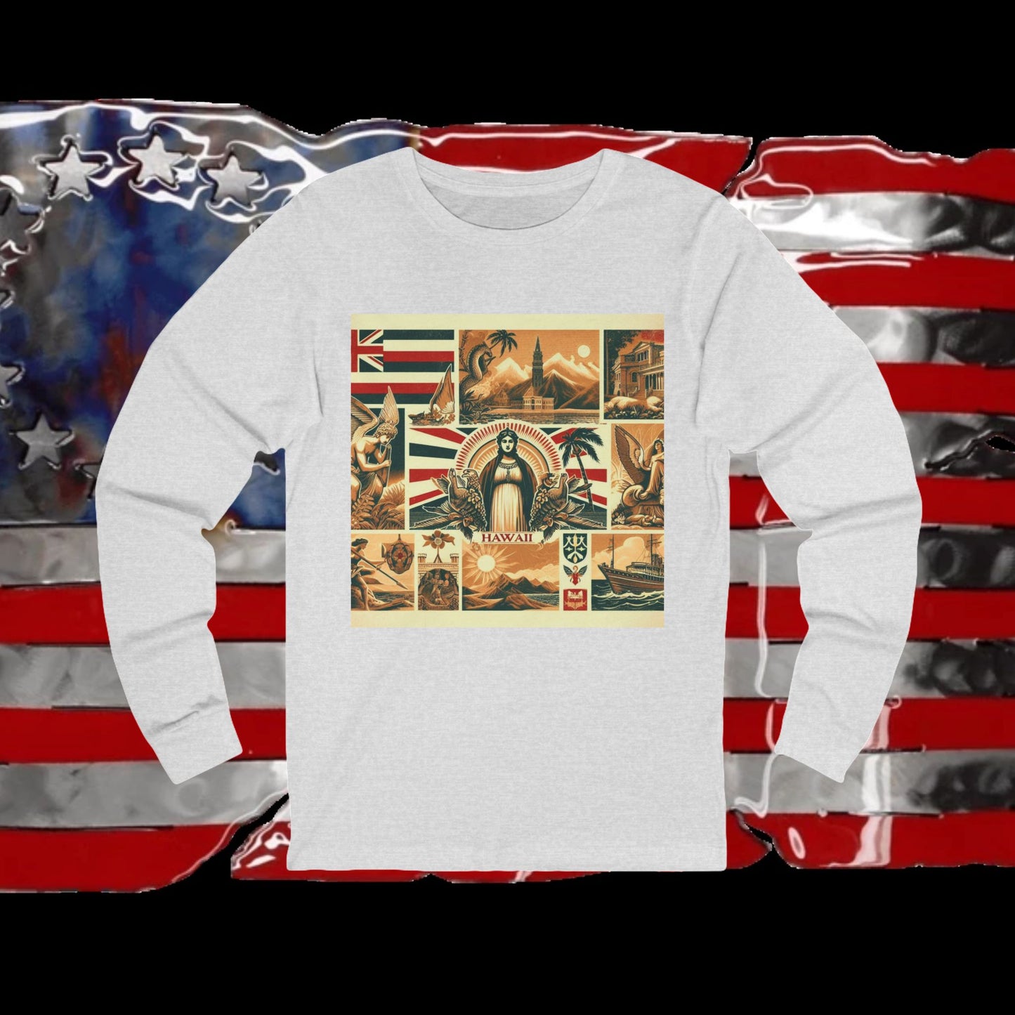 Hawaii Vintage Christian Crusader - Premium Unisex Long Sleeve Jersey Tee - 100% Charity - The God Vote Collection by Chris Rabalais