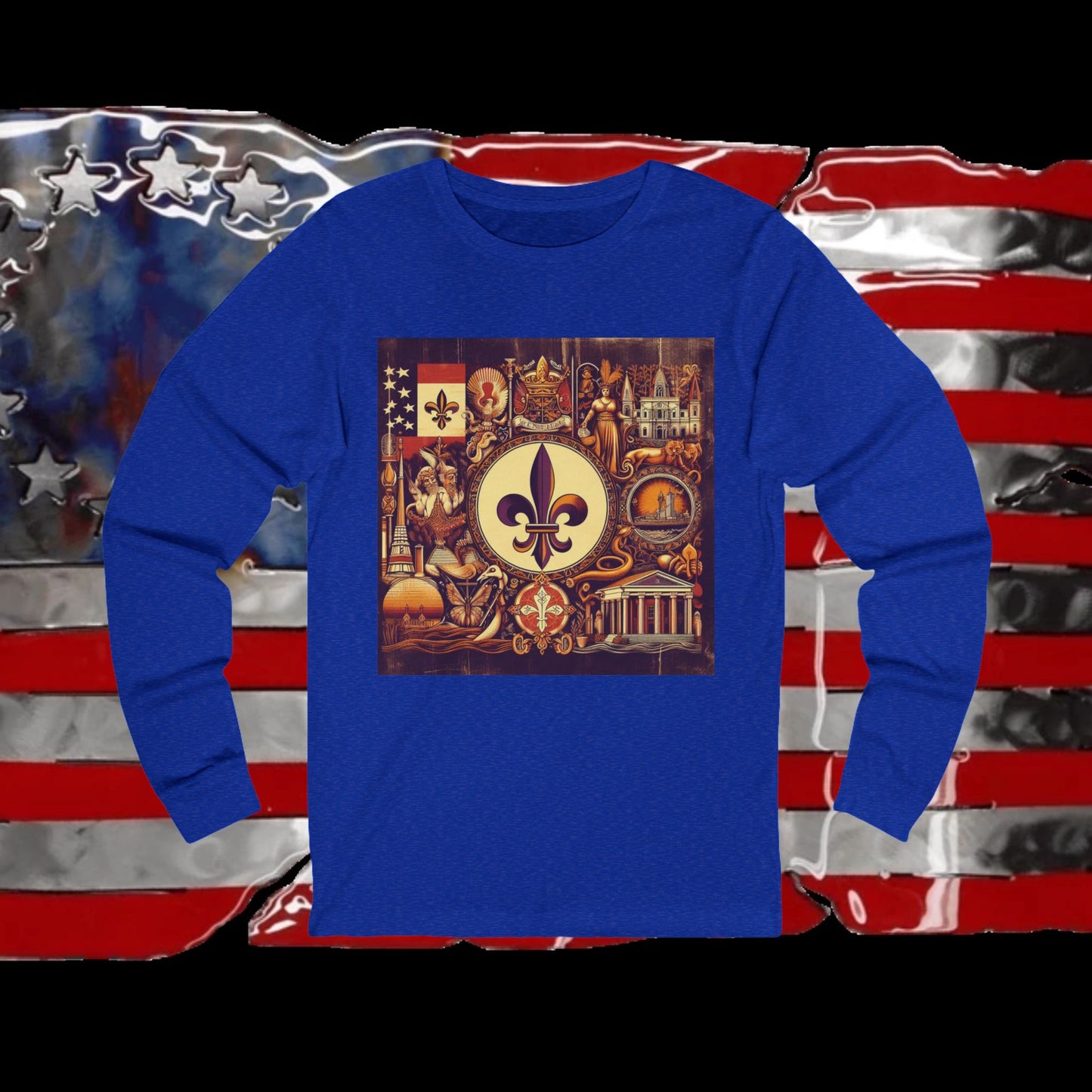 Louisiana Vintage Christian Crusader - Premium Unisex Long Sleeve Jersey Tee - 100% Charity - The God Vote Collection by Chris Rabalais