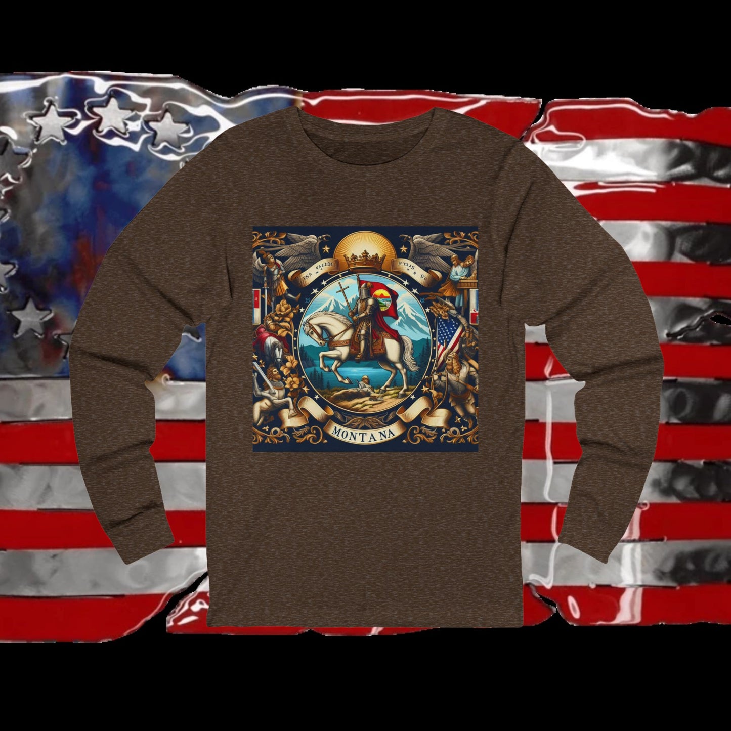 Montana Vintage Christian Crusader - Premium Unisex Long Sleeve Jersey Tee - 100% Charity - The God Vote Collection by Chris Rabalais