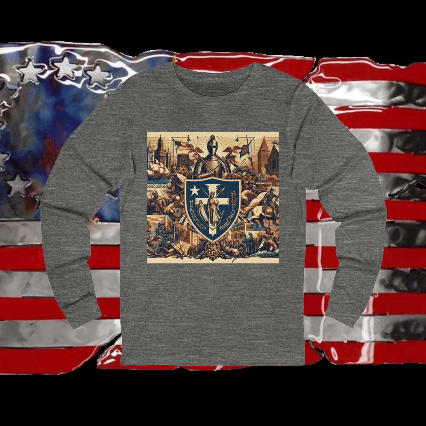 Massachusetts Vintage Christian Crusader - Premium Unisex Long Sleeve Jersey Tee - 100% Charity - The God Vote Collection by Chris Rabalais