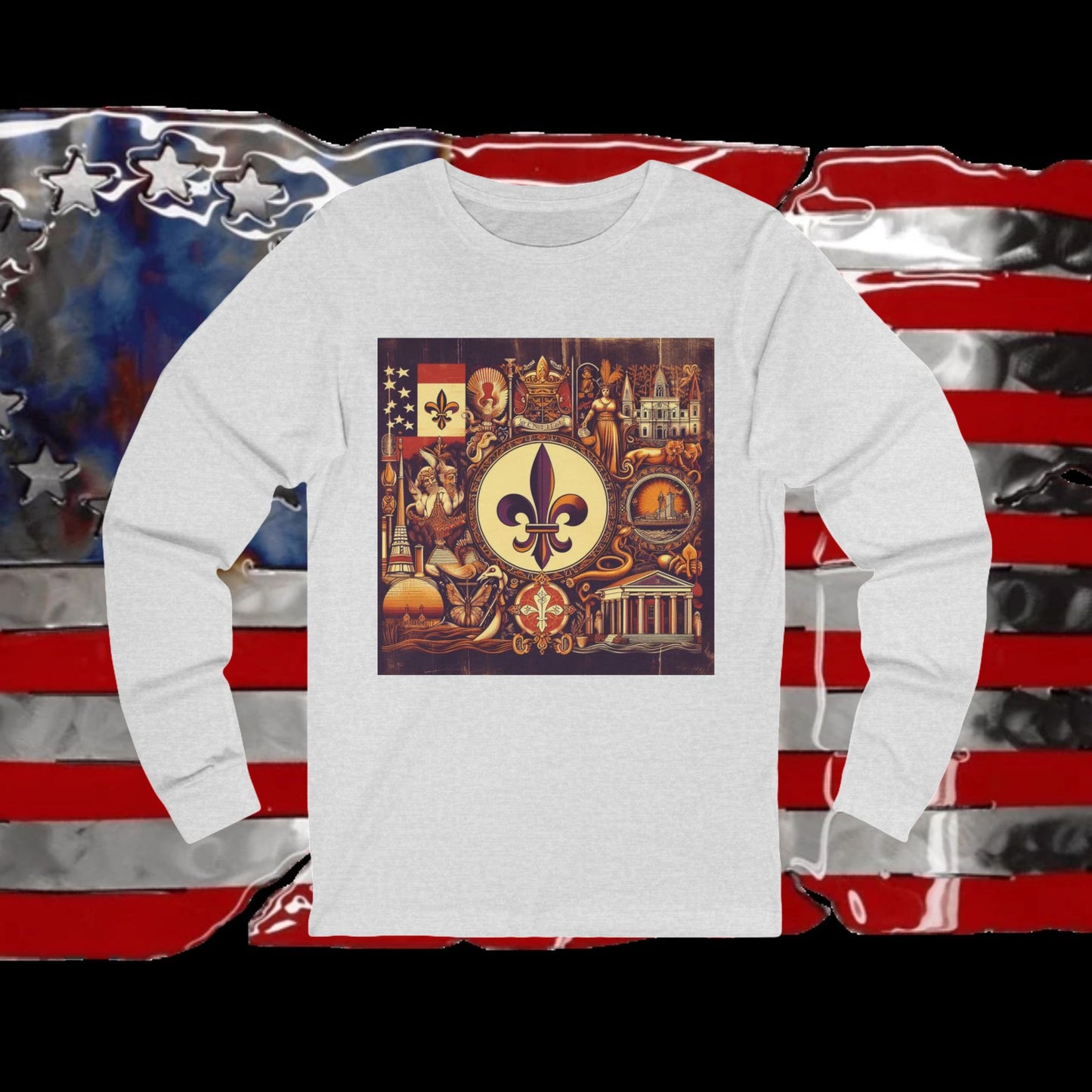 Louisiana Vintage Christian Crusader - Premium Unisex Long Sleeve Jersey Tee - 100% Charity - The God Vote Collection by Chris Rabalais