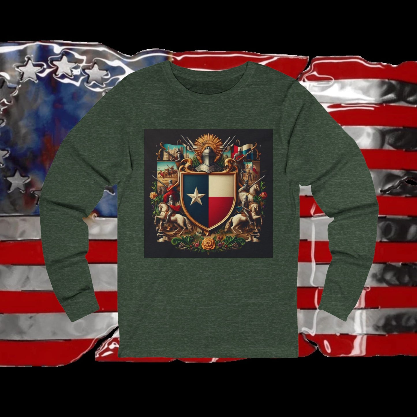 Texas Vintage Christian Crusader - Premium Unisex Long Sleeve Jersey Tee - 100% Charity - The God Vote Collection by Chris Rabalais