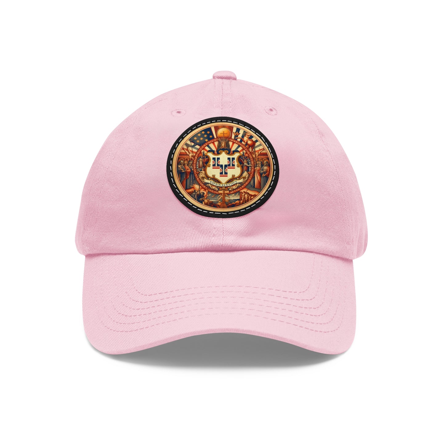 Connecticut Vintage Christian Crusader Campaign Hat - Chino Twill Leather Logo - 100% Charity - The God Vote Collection by Chris Rabalais