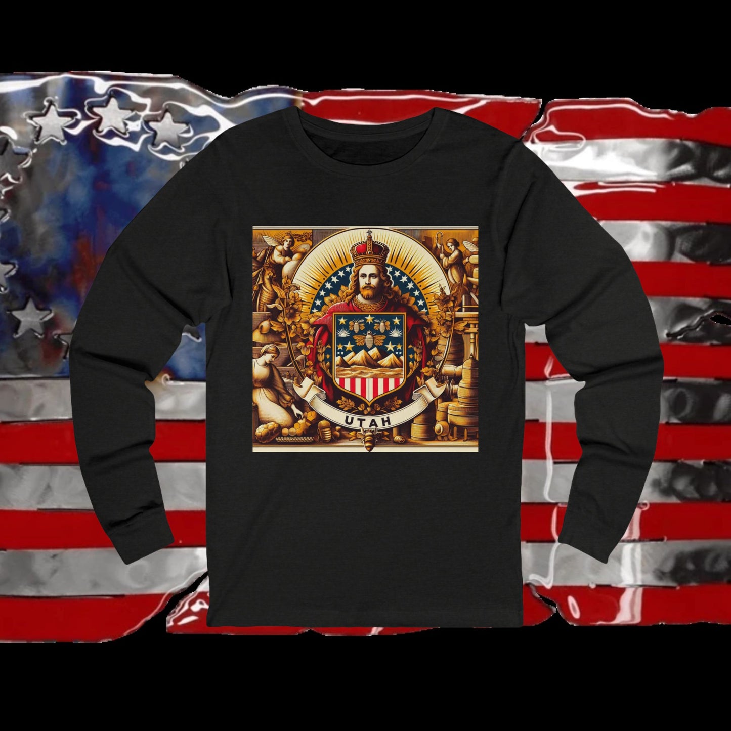Utah Vintage Christian Crusader - Premium Unisex Long Sleeve Jersey Tee - 100% Charity - The God Vote Collection by Chris Rabalais