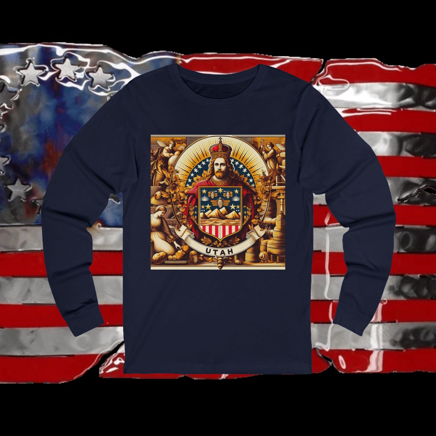 Utah Vintage Christian Crusader - Premium Unisex Long Sleeve Jersey Tee - 100% Charity - The God Vote Collection by Chris Rabalais