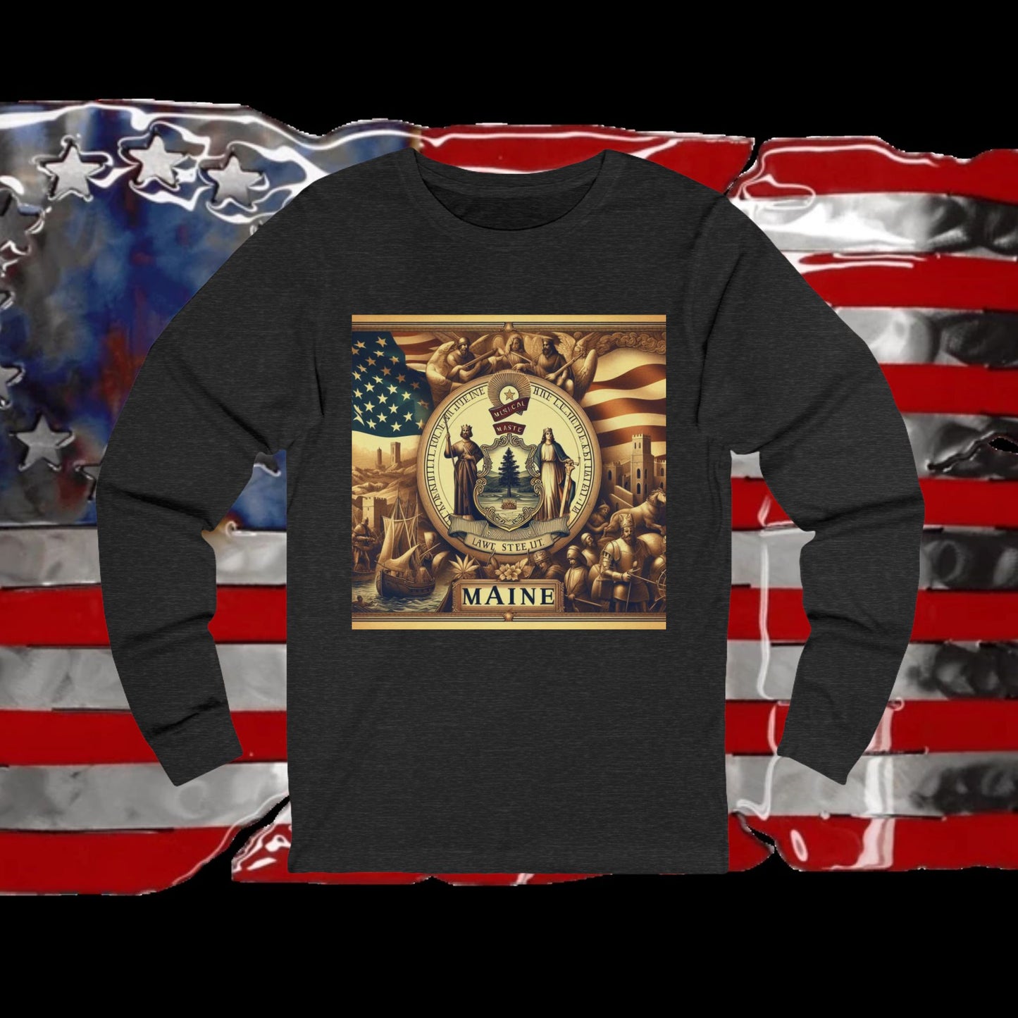 Maine Vintage Christian Crusader - Premium Unisex Long Sleeve Jersey Tee - 100% Charity - The God Vote Collection by Chris Rabalais