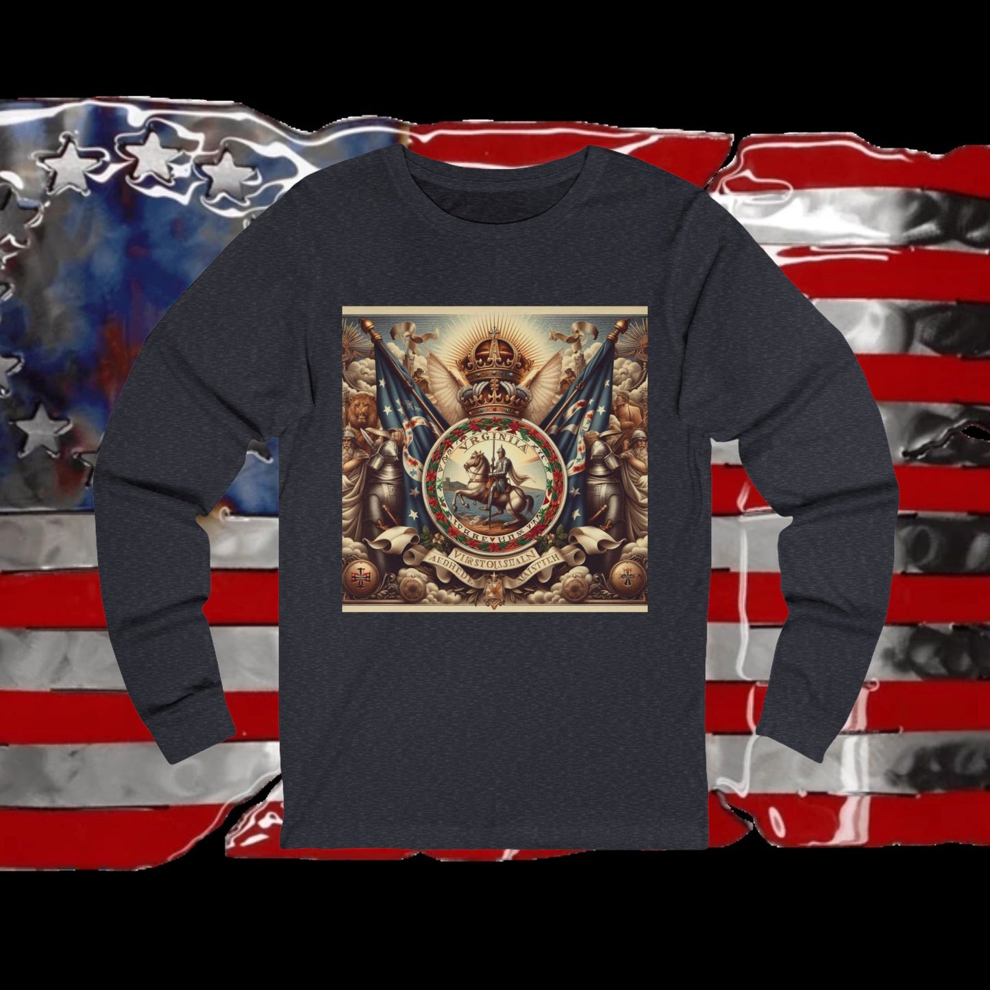 Virginia Vintage Christian Crusader - Premium Unisex Long Sleeve Jersey Tee - 100% Charity - The God Vote Collection by Chris Rabalais