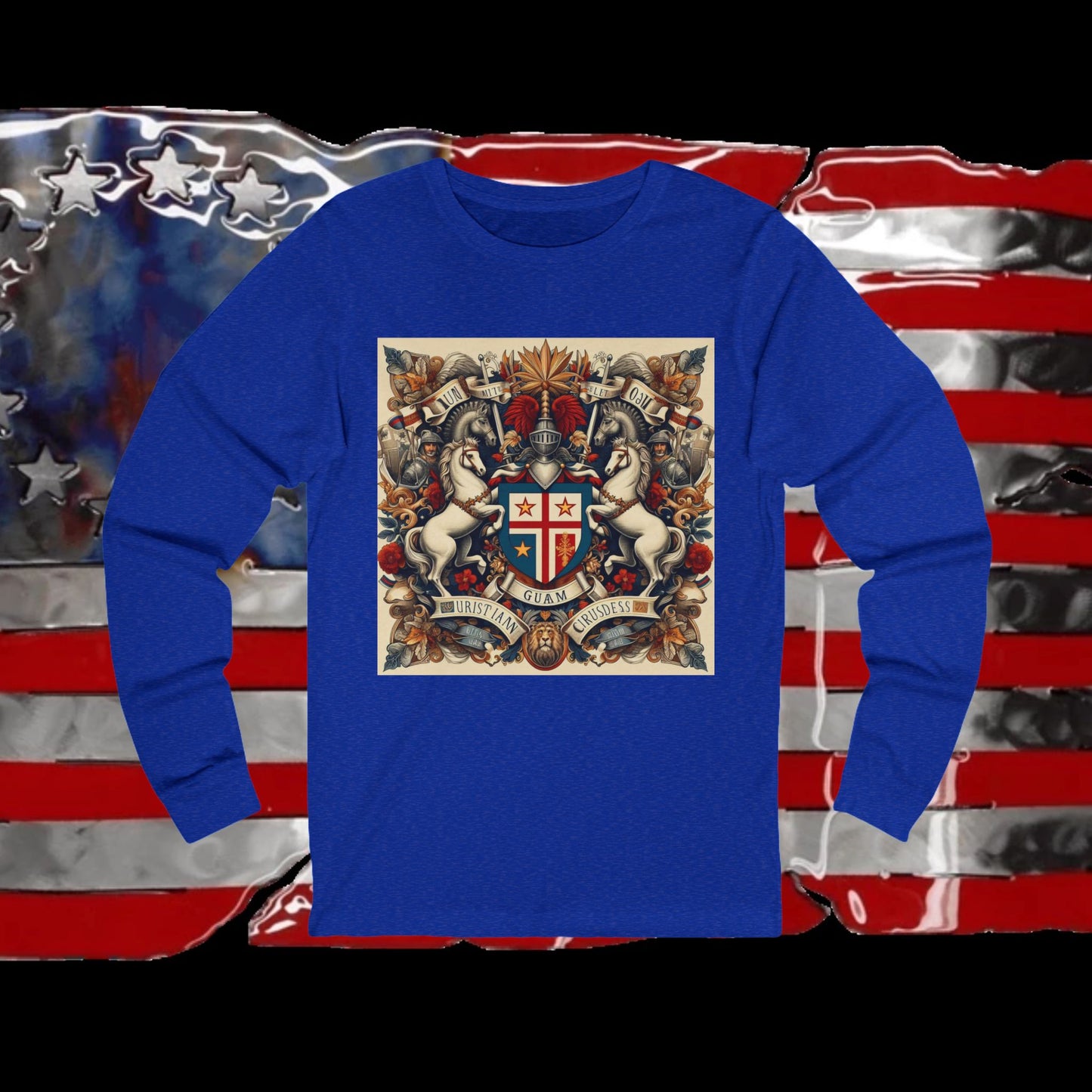 Guam Vintage Christian Crusader - Unisex Premium Long Sleeve Jersey Tee - 100% Charity - The God Vote Collection by Chris Rabalais