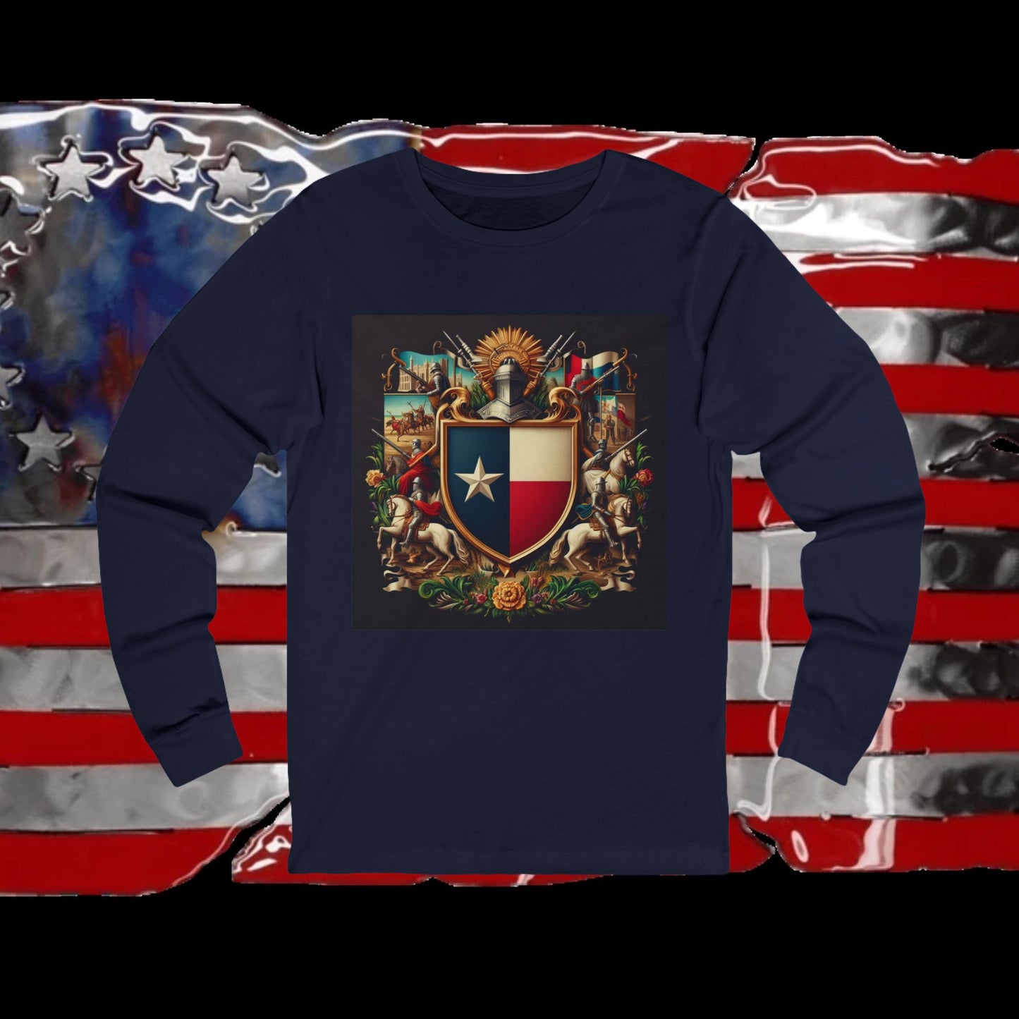 Texas Vintage Christian Crusader - Premium Unisex Long Sleeve Jersey Tee - 100% Charity - The God Vote Collection by Chris Rabalais