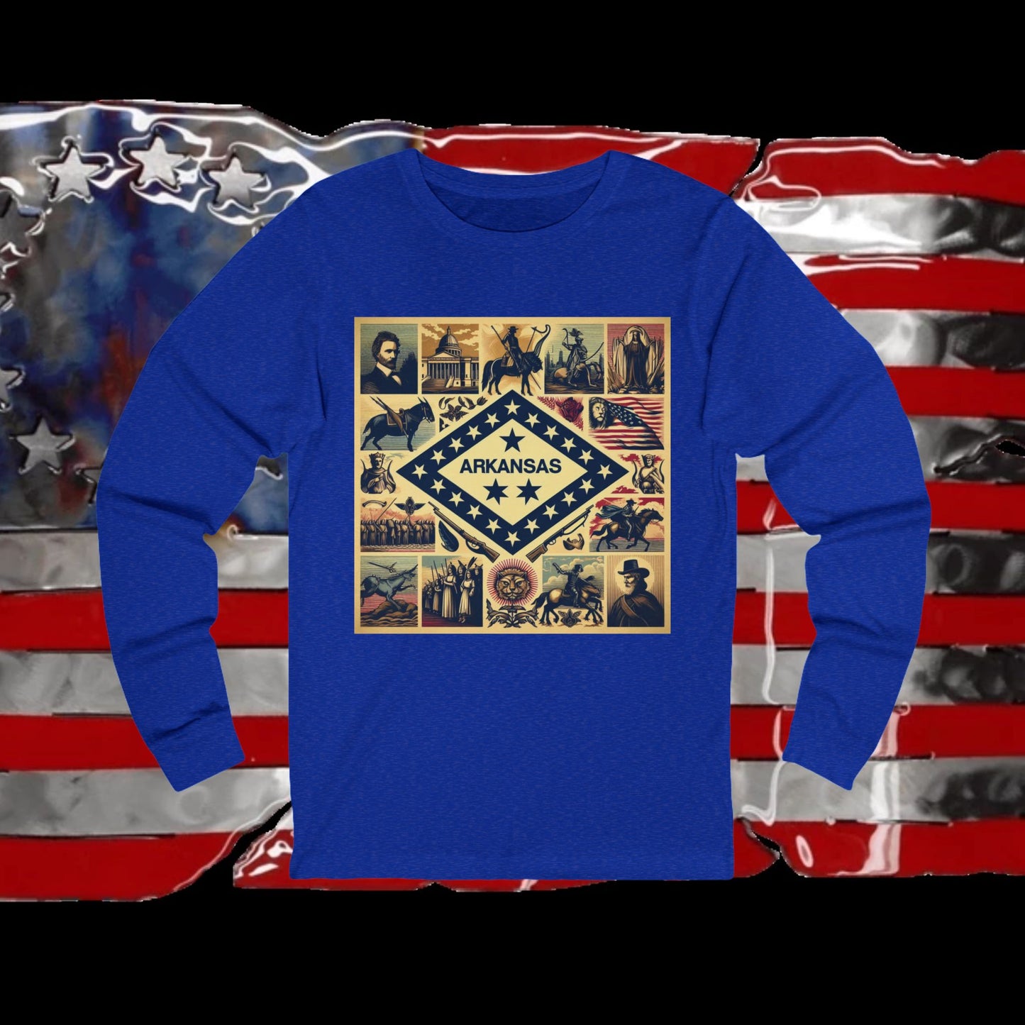 Arkansas Vintage Christian Crusader - Premium Unisex Long Sleeve Jersey Tee - 100% Charity - The God Vote Collection by Chris Rabalais