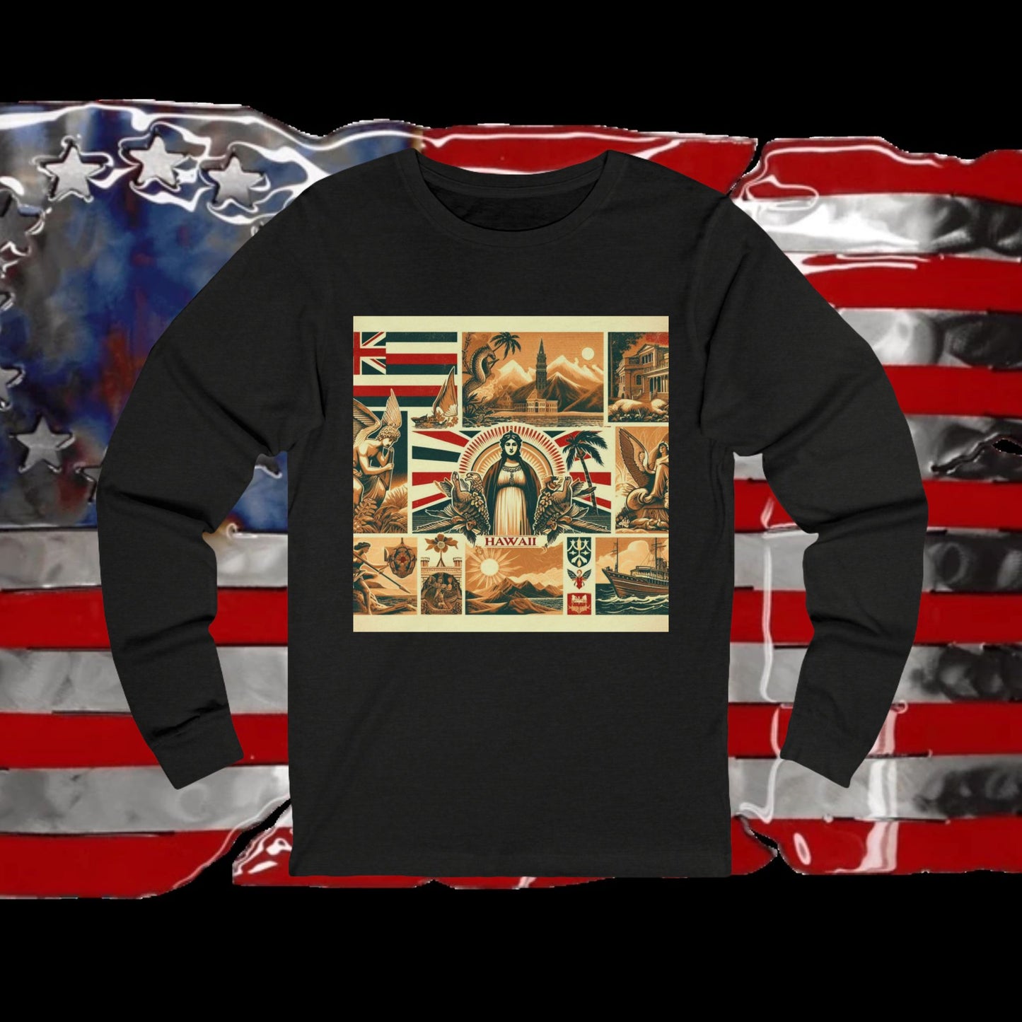 Hawaii Vintage Christian Crusader - Premium Unisex Long Sleeve Jersey Tee - 100% Charity - The God Vote Collection by Chris Rabalais