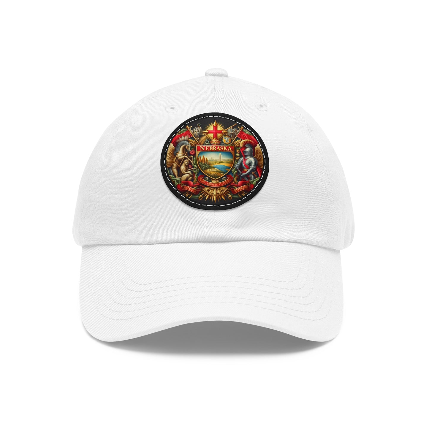 Nebraska Vintage Christian Crusader Campaign Hat - Chino Twill Leather Logo - 100% Charity - The God Vote Collection by Chris Rabalais