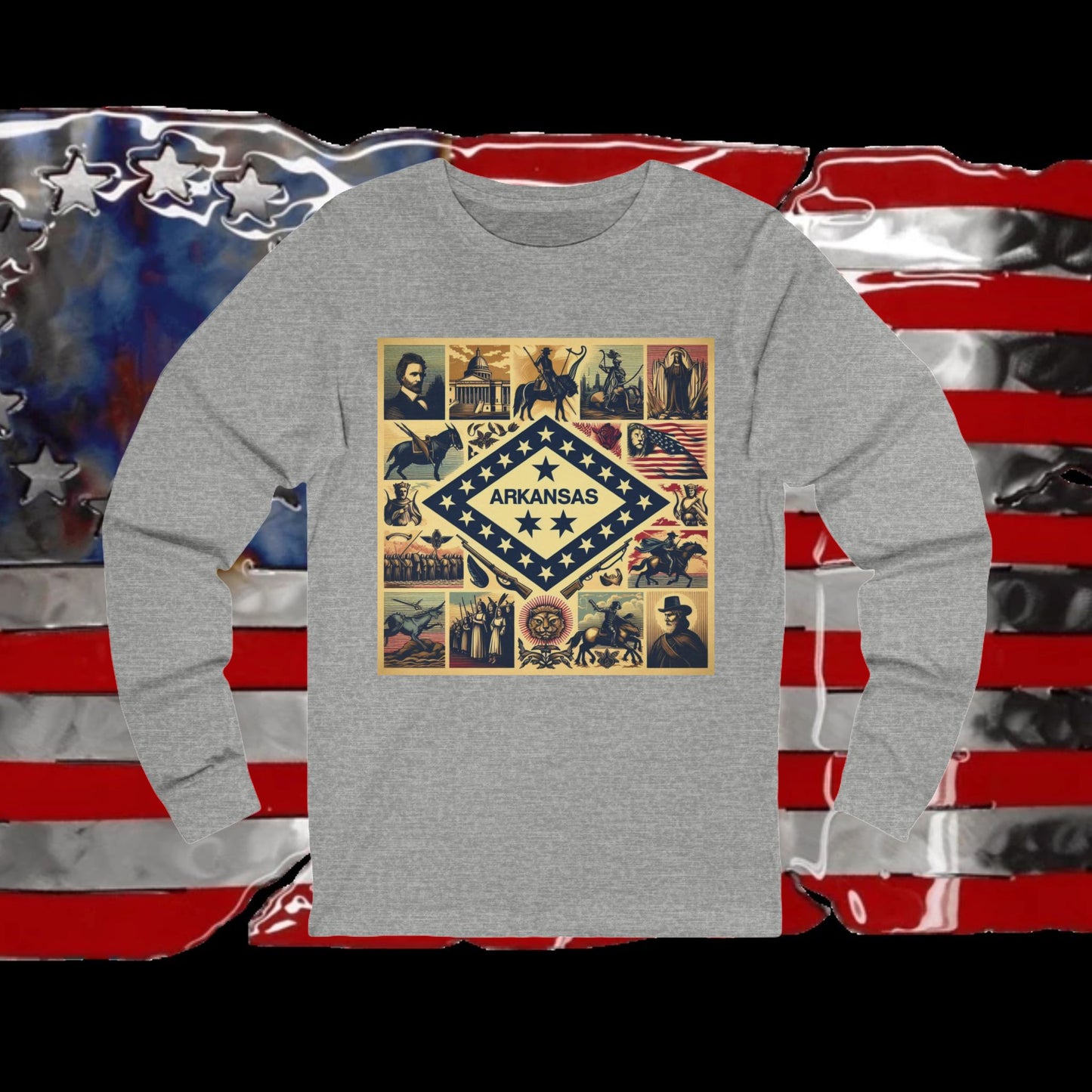 Arkansas Vintage Christian Crusader - Premium Unisex Long Sleeve Jersey Tee - 100% Charity - The God Vote Collection by Chris Rabalais