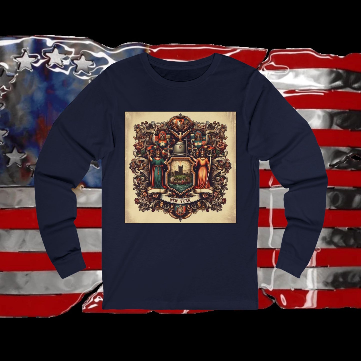 New York Vintage Christian Crusader - Premium Unisex Long Sleeve Jersey Tee - 100% Charity - The God Vote Collection by Chris Rabalais