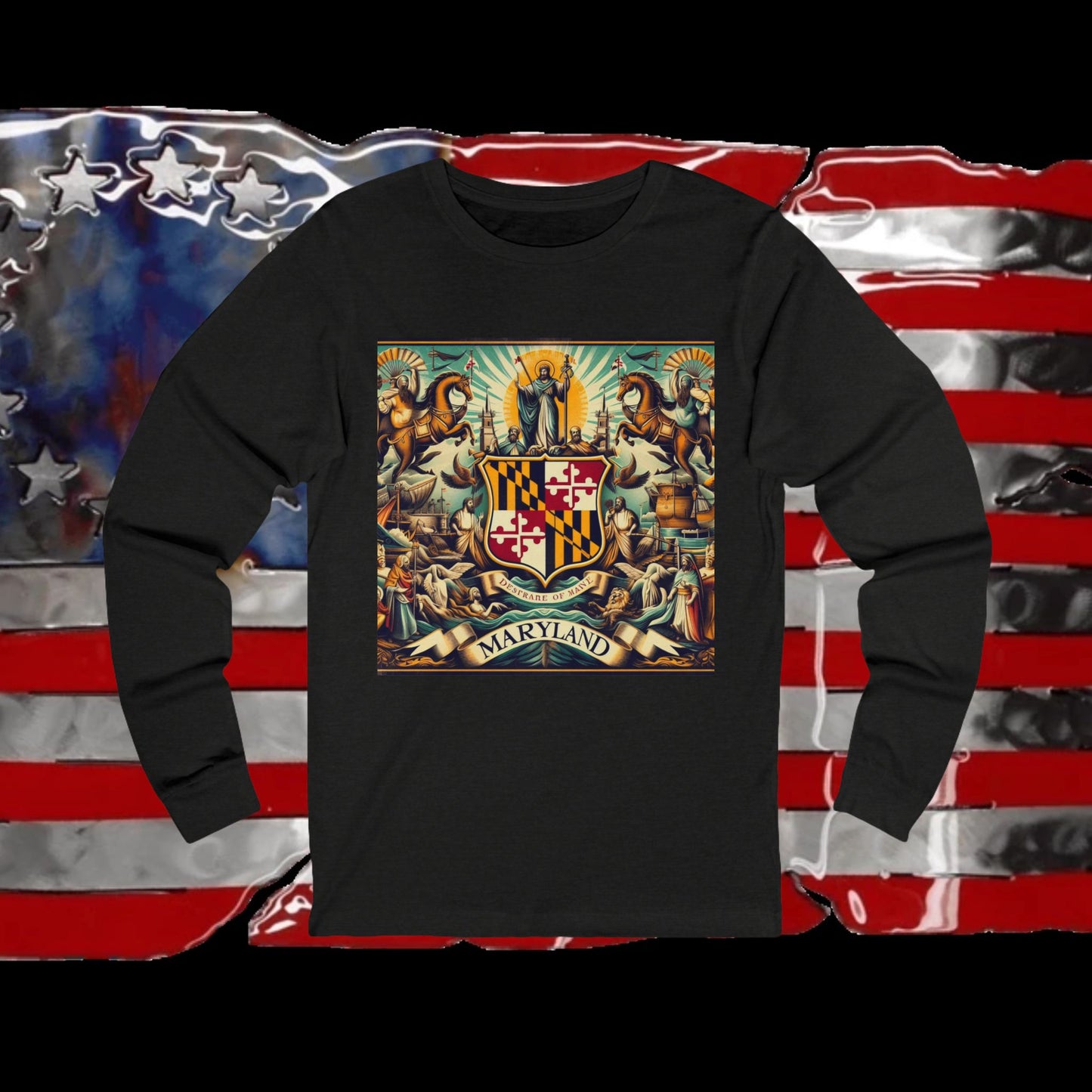 Maryland Vintage Christian Crusader - Premium Unisex Long Sleeve Jersey Tee - 100% Charity - The God Vote Collection by Chris Rabalais