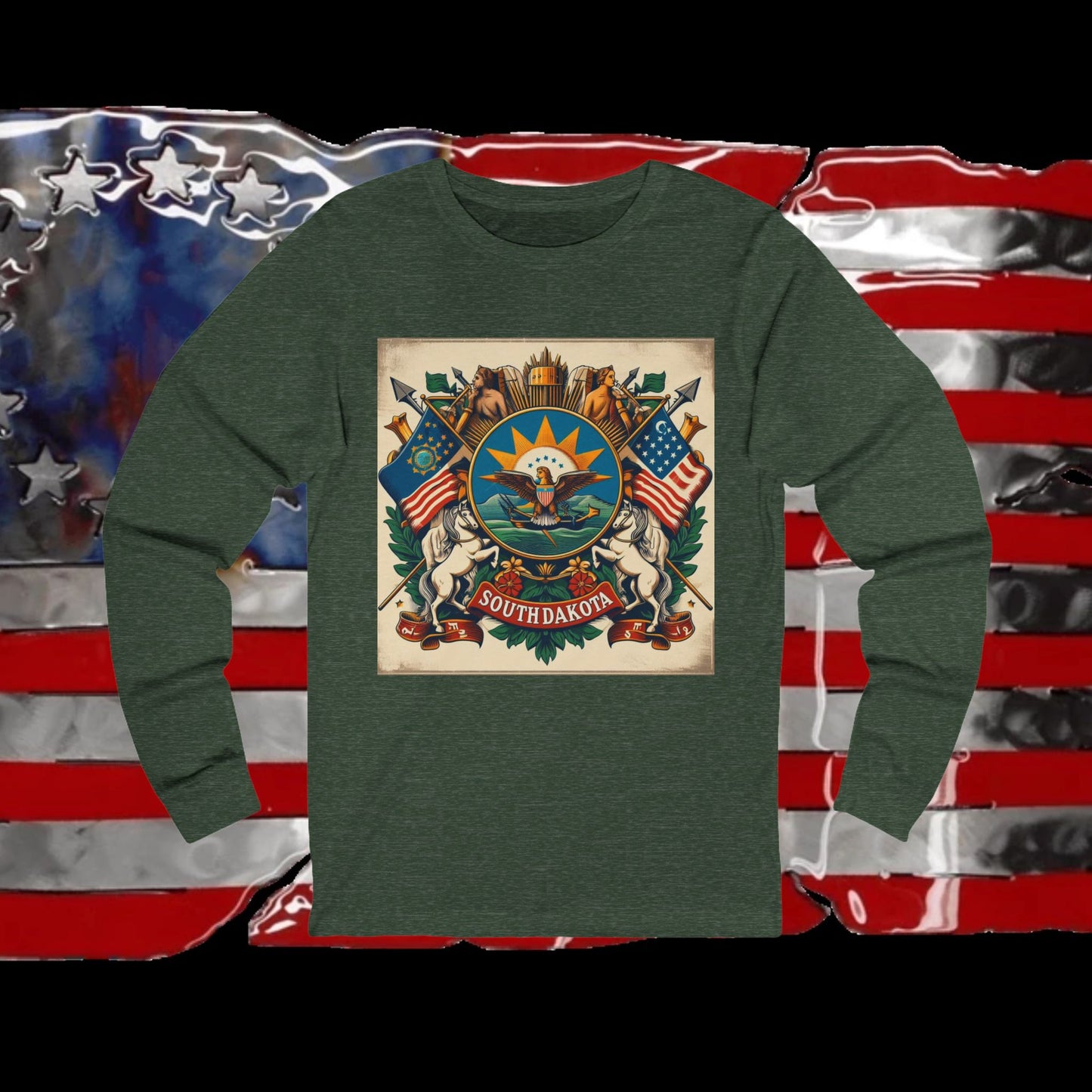 South Dakota Vintage Christian Crusader - Unisex Premium Long Sleeve Jersey Tee - 100% Charity - The God Vote Collection by Chris Rabalais