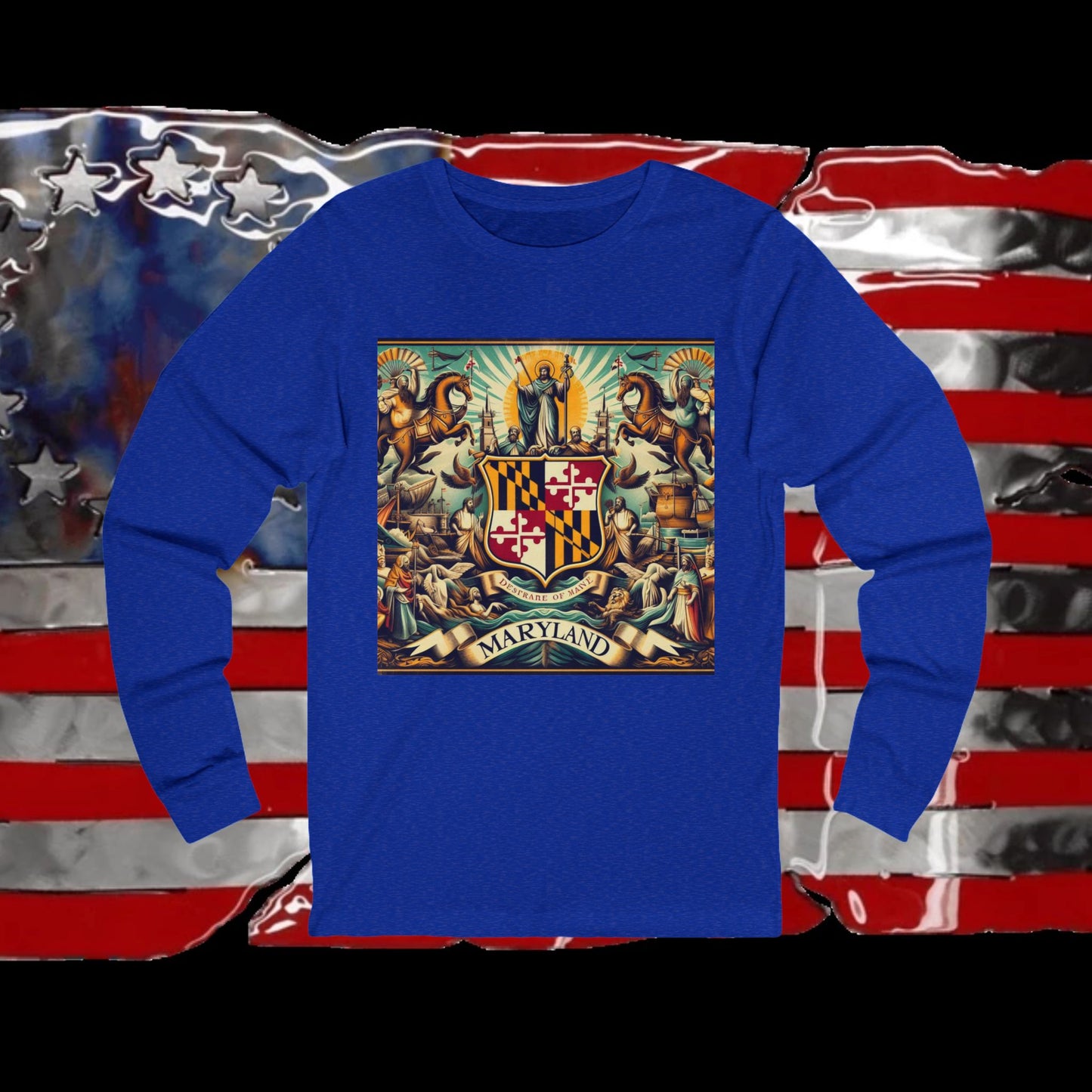 Maryland Vintage Christian Crusader - Premium Unisex Long Sleeve Jersey Tee - 100% Charity - The God Vote Collection by Chris Rabalais