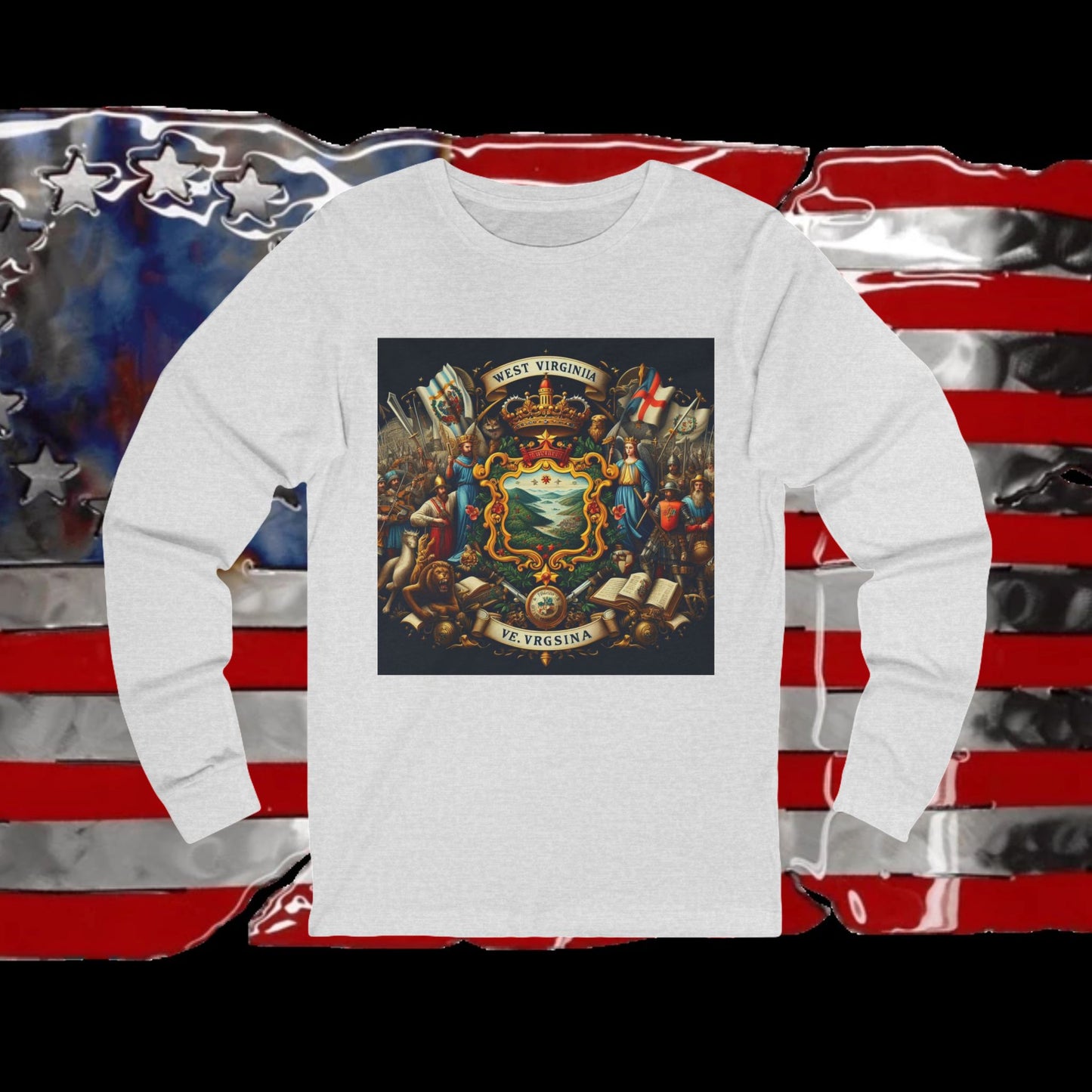 West Virginia Vintage Christian Crusader - Premium Unisex Long Sleeve Jersey Tee - 100% Charity - The God Vote Collection by Chris Rabalais
