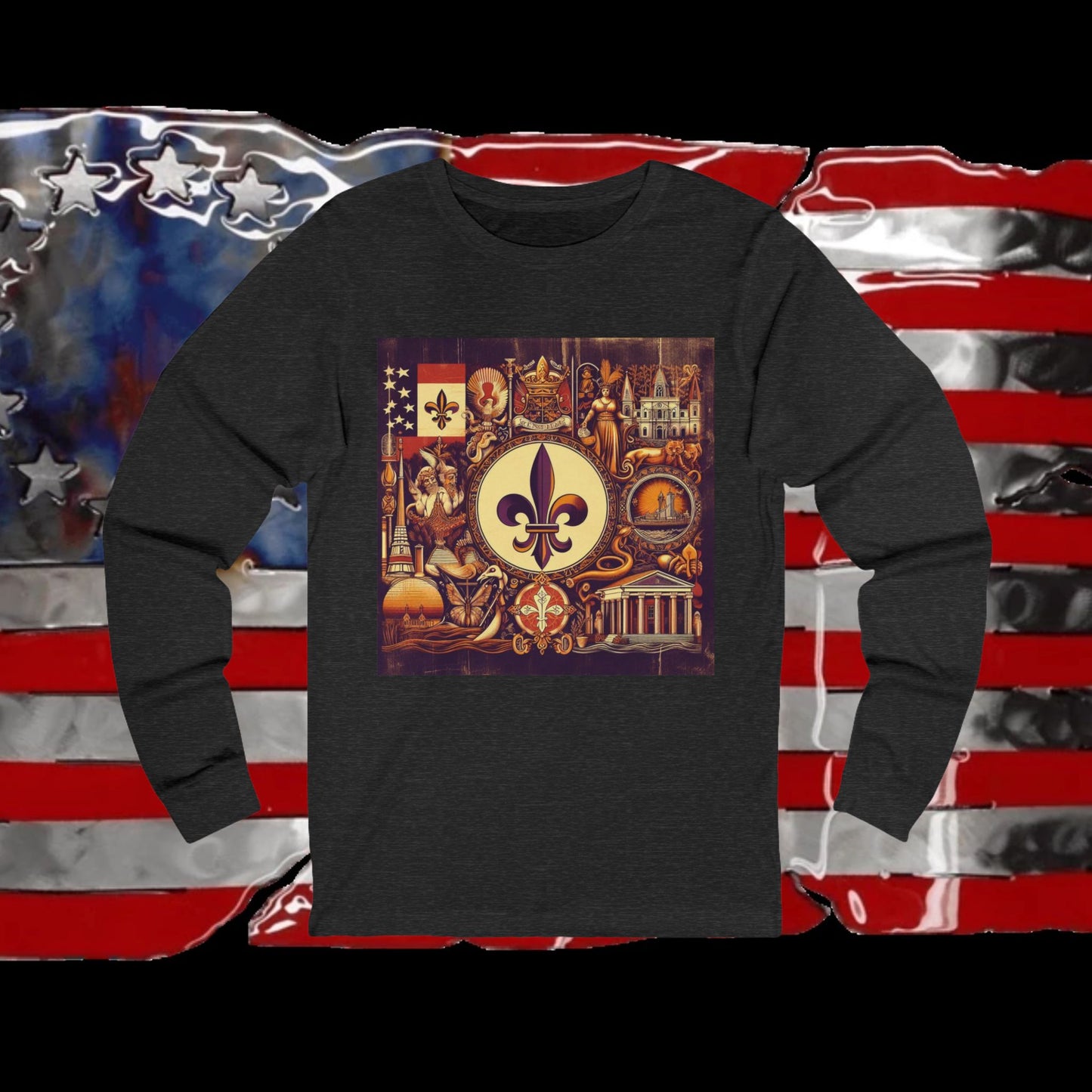 Louisiana Vintage Christian Crusader - Premium Unisex Long Sleeve Jersey Tee - 100% Charity - The God Vote Collection by Chris Rabalais