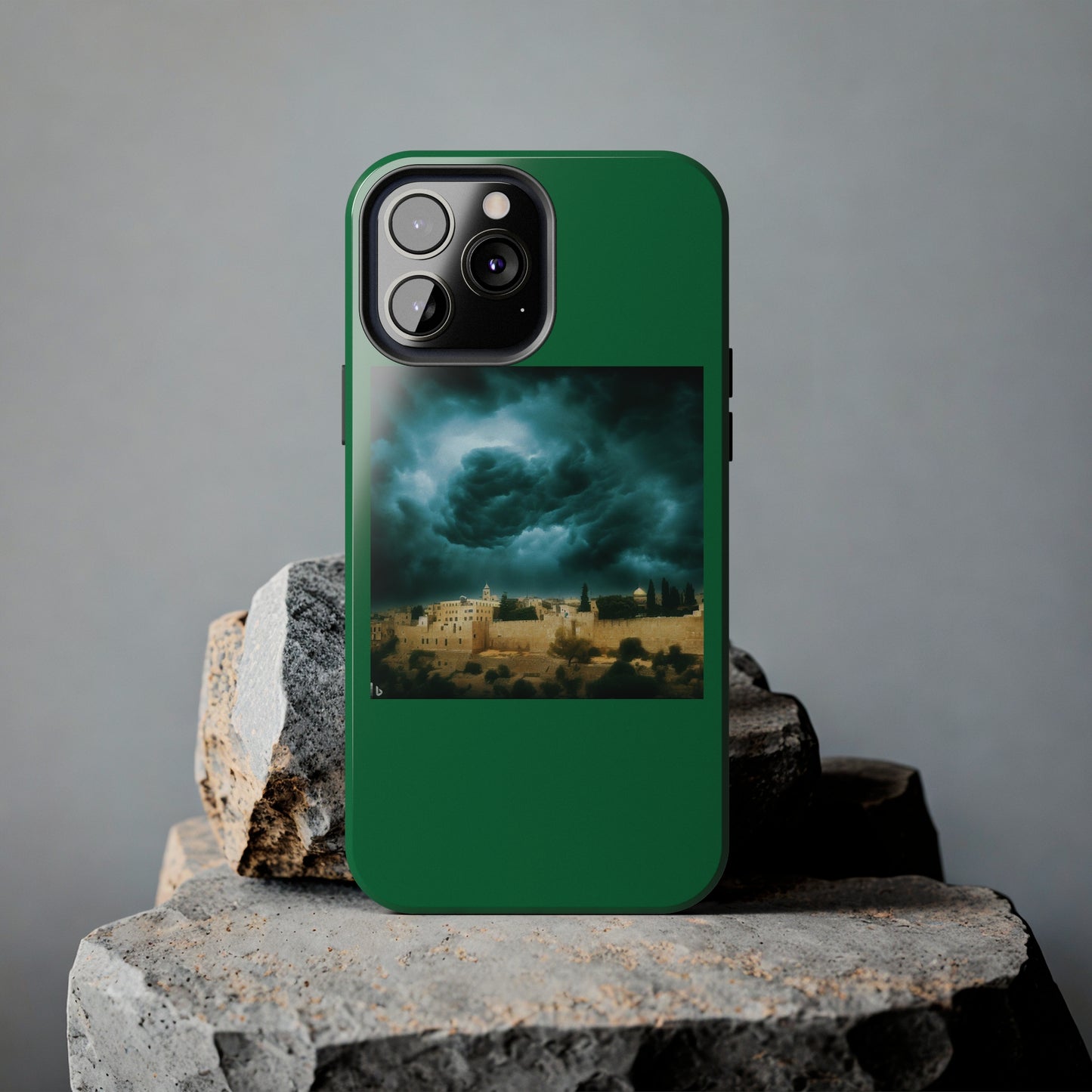 AImagination Collection iPhone Tough Case - "Storm Over Jerusalem" - The God Ball Originals by Chris Rabalais (2024)