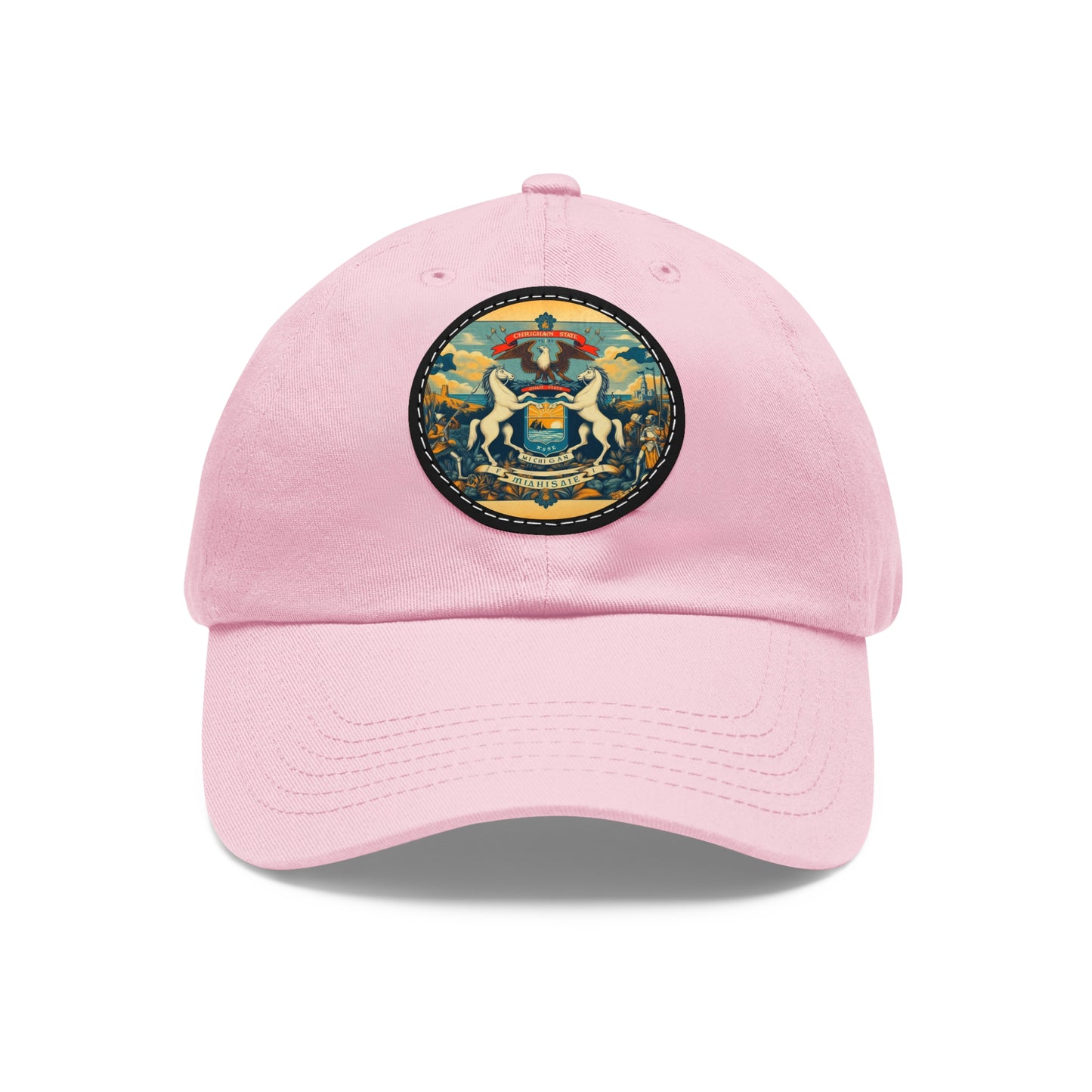 Michigan Vintage Christian Crusader Campaign Hat - Chino Twill Leather Logo - 100% Charity - The God Vote Collection by Chris Rabalais