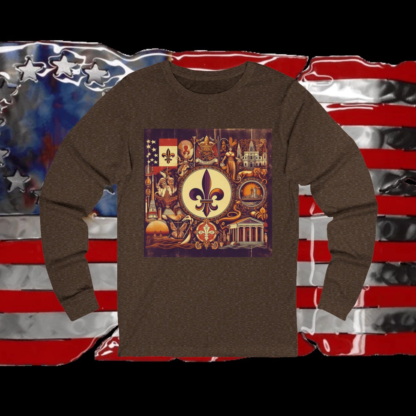 Louisiana Vintage Christian Crusader - Premium Unisex Long Sleeve Jersey Tee - 100% Charity - The God Vote Collection by Chris Rabalais
