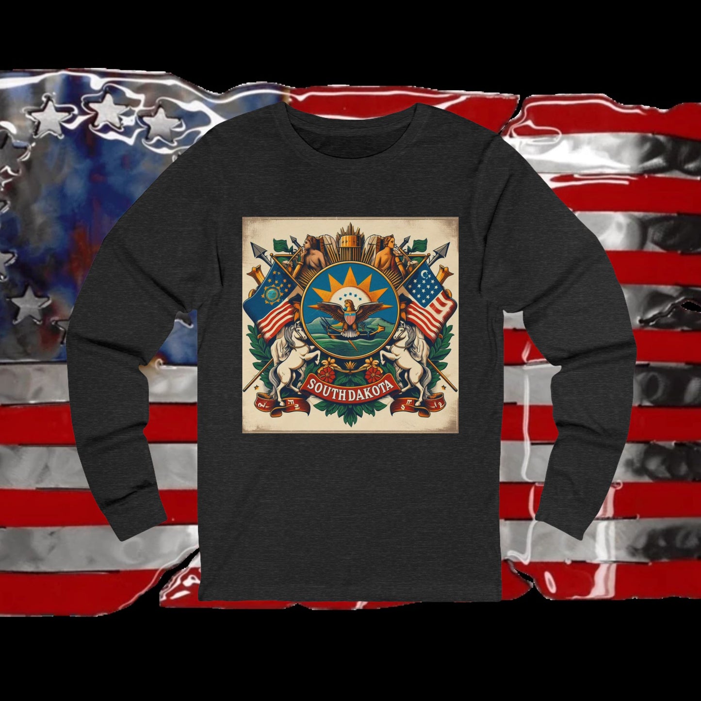 South Dakota Vintage Christian Crusader - Unisex Premium Long Sleeve Jersey Tee - 100% Charity - The God Vote Collection by Chris Rabalais