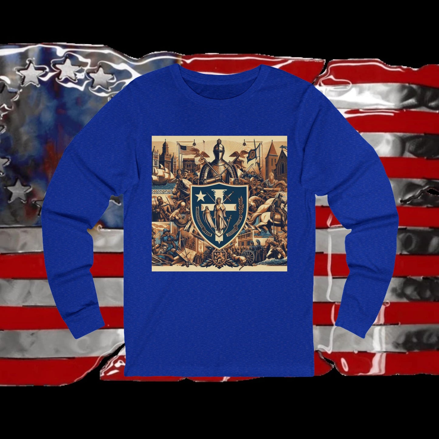 Massachusetts Vintage Christian Crusader - Premium Unisex Long Sleeve Jersey Tee - 100% Charity - The God Vote Collection by Chris Rabalais
