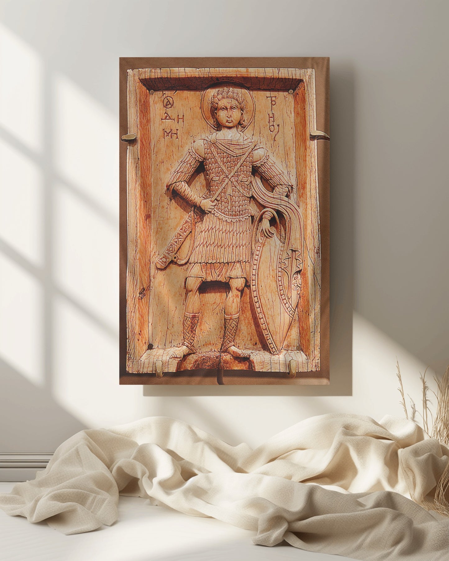 Saint Demetrius of Thessaloniki Myrrh - Streamer Byzantine Orthodox Icon Oct 26 Home Tapestry Catholic Christian Bible Scripture Christ Gift