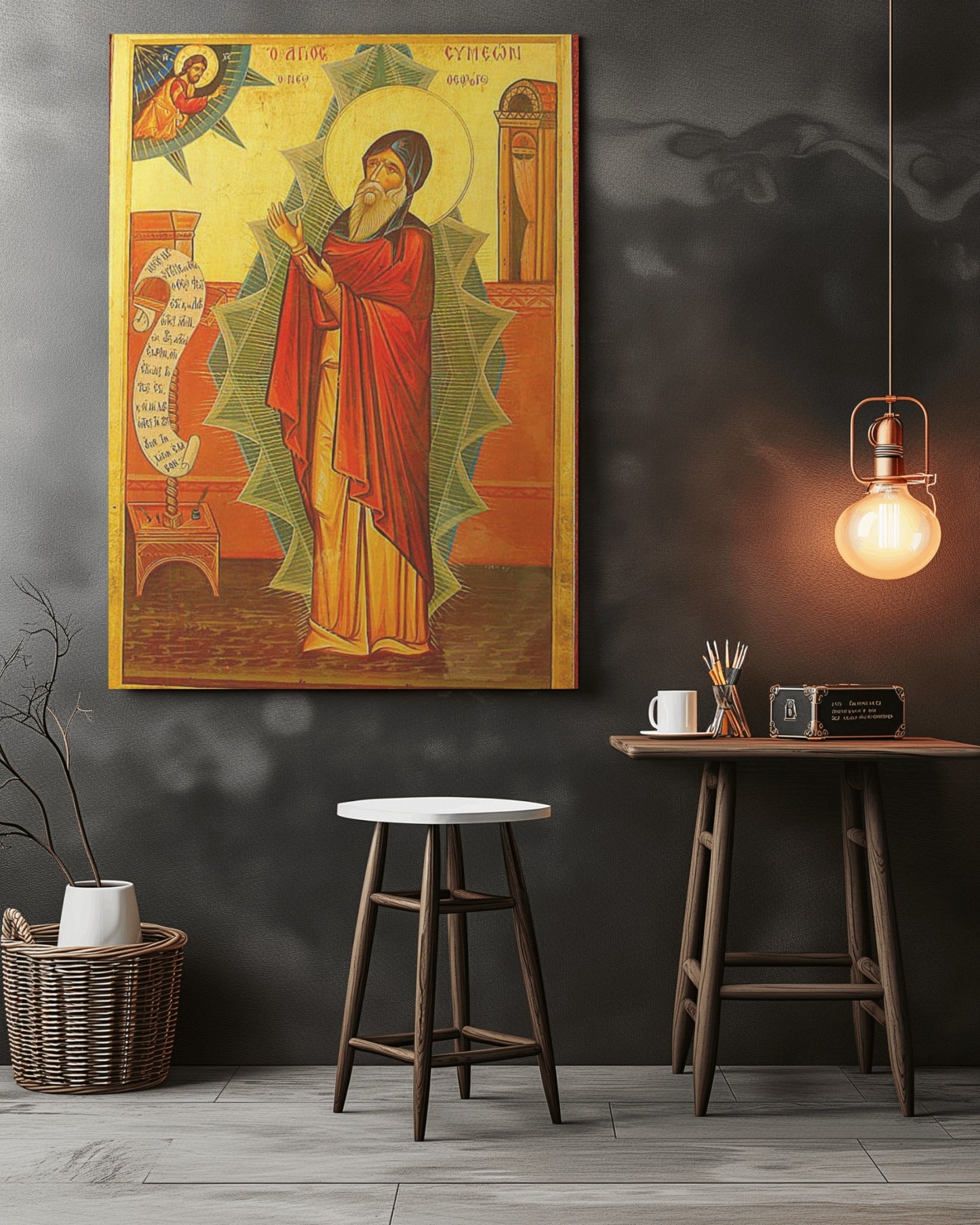 St. Symeon the New Theologian Byzantine Orthodox Ancient Icon October 12 Home Decor Tapestry Catholic Christian Bible Scripture Christ Gift