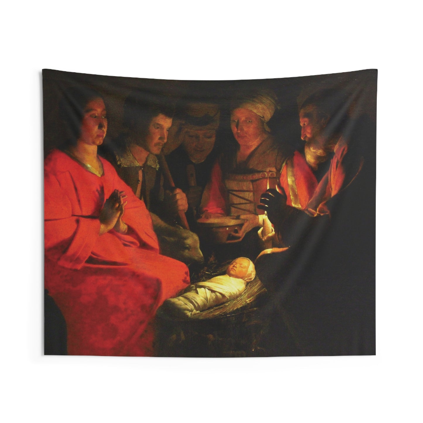 Adoration of the Shepherds by Georges de La Tour 1645 France Oil on Canvas Tapestry Orthodox Catholic Christian Bible Scripture Christ Gift