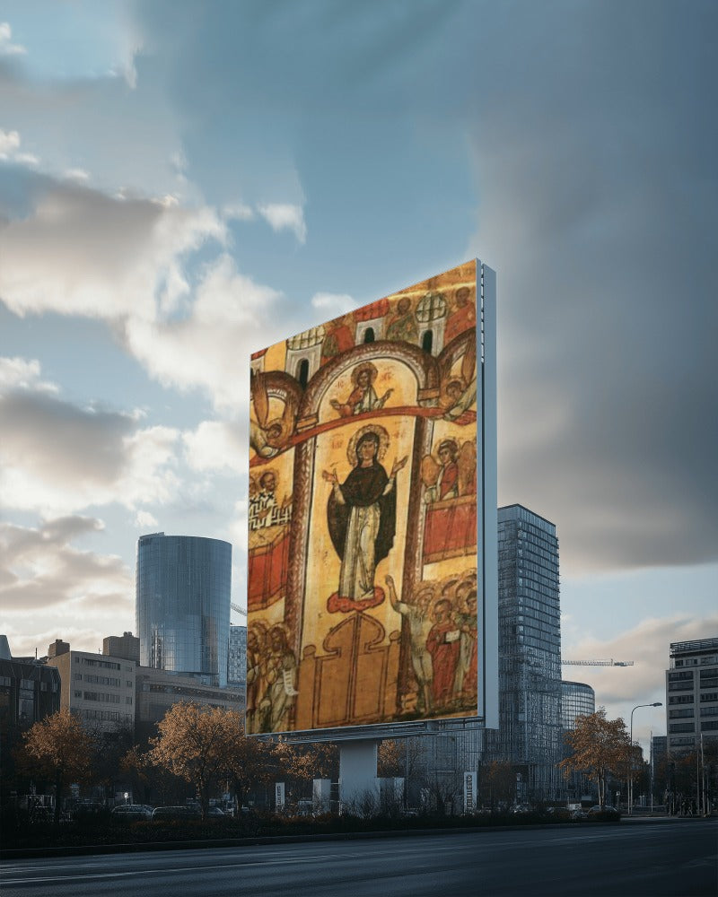 The Protection of the Theotokos Byzantine Orthodox Icon October 1 Great Feast Canvas Tapestry Catholic Christian Bible Scripture Christ Gift