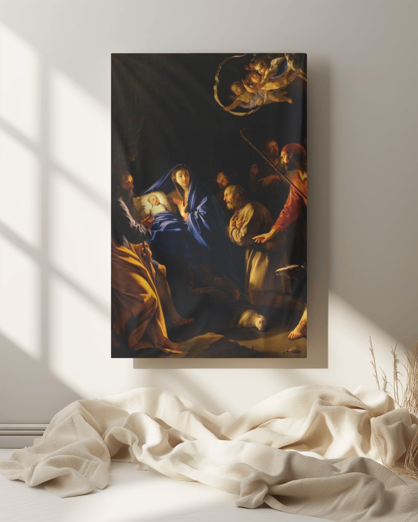 Adoration of the Shepherds - Philippe de Champaigne 1630 Baroque Oil Canvas Tapestry Orthodox Catholic Christian Bible Scripture Christ Gift