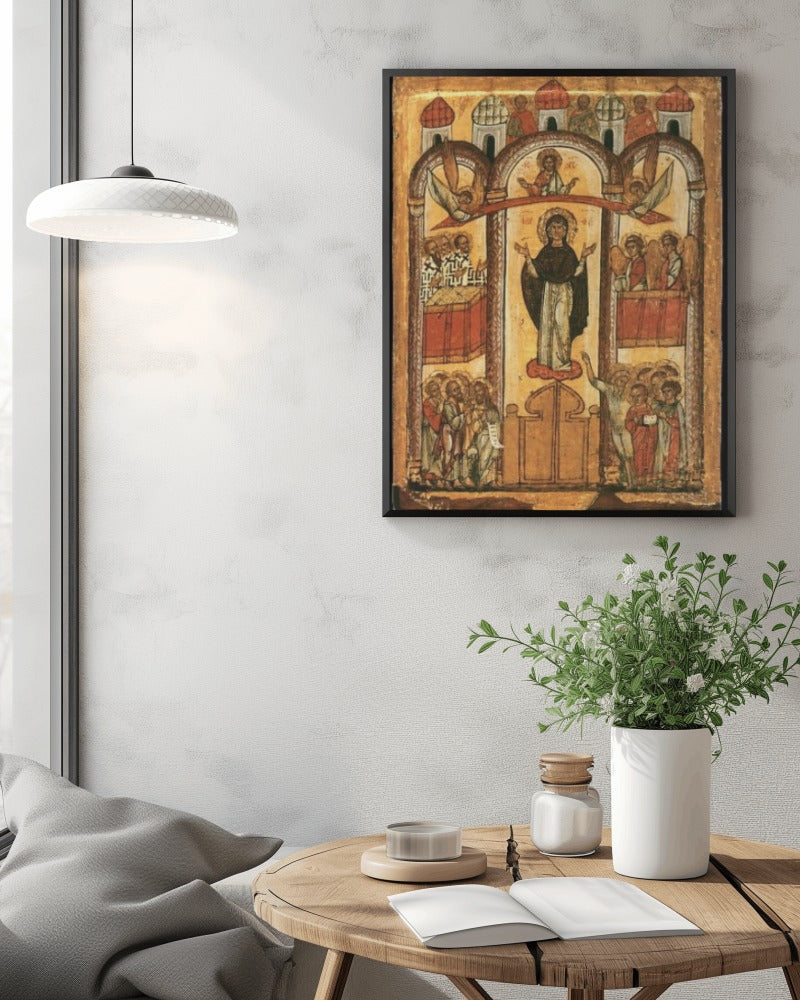 The Protection of the Theotokos Byzantine Orthodox Icon October 1 Great Feast Canvas Tapestry Catholic Christian Bible Scripture Christ Gift