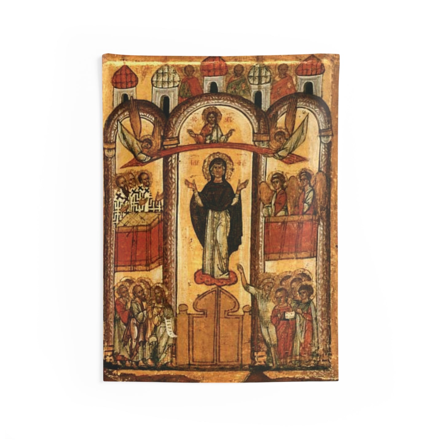 The Protection of the Theotokos Byzantine Orthodox Icon October 1 Great Feast Canvas Tapestry Catholic Christian Bible Scripture Christ Gift