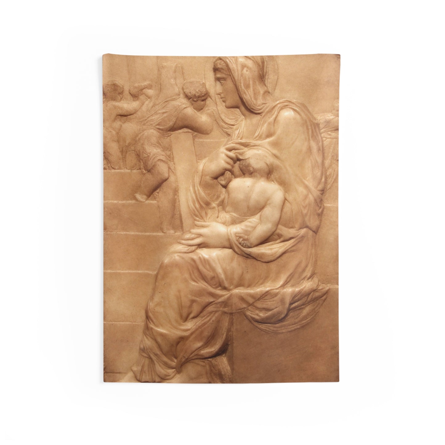 Jesus Mary Michelangelo Madonna of the Stairs c1491 Florence Sculpture Tapestry Catholic Christian Orthodox Icon Bible Scripture Christ Gift