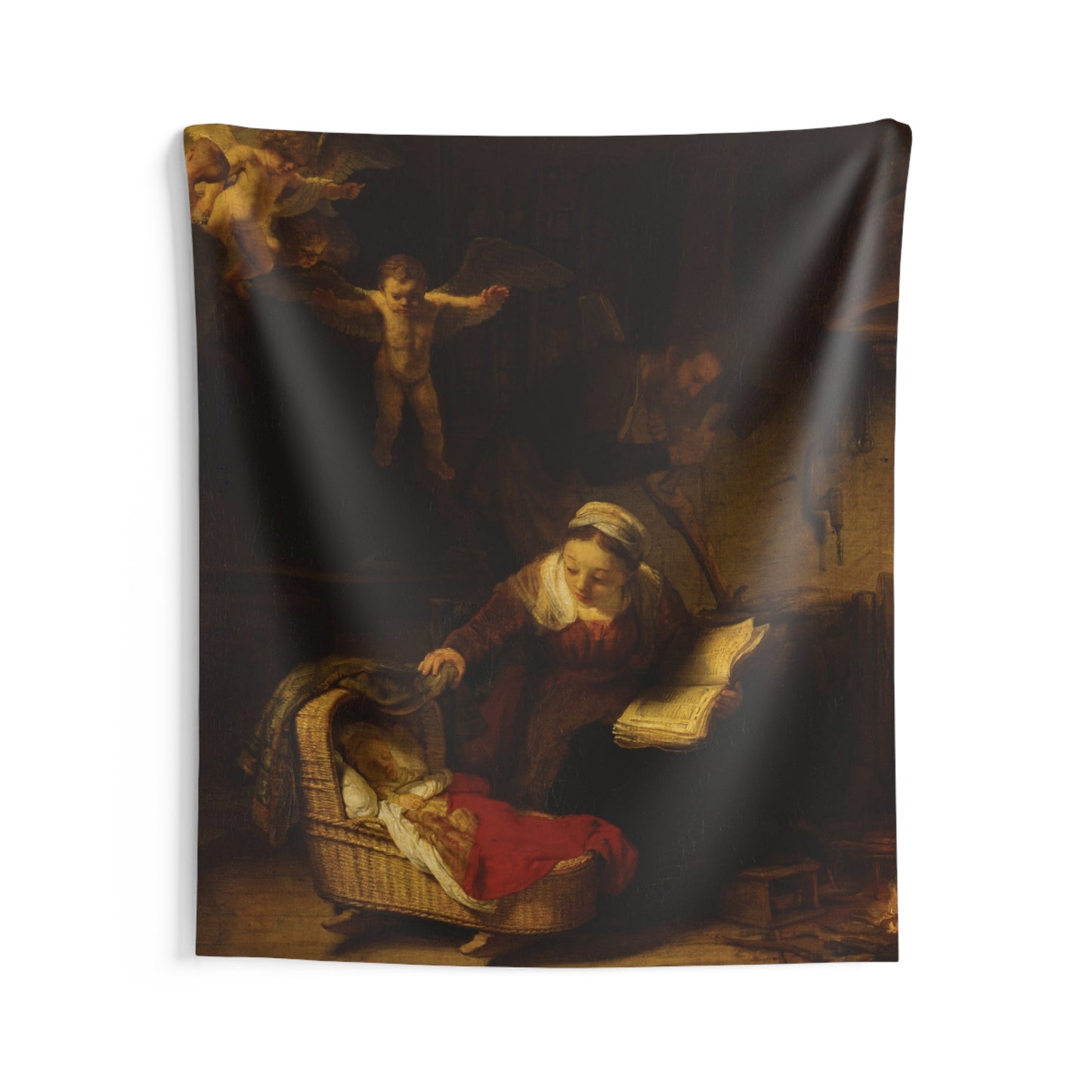 Rembrandt Jesus Art The Holy Family with Angels Holland c1645 Painting Tapestry Catholic Christian Orthodox Icon Bible Scripture Christ Gift