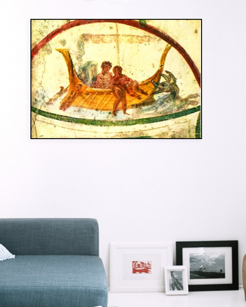 Jonah Let Overboard Saint Marcellinus & Peter Catacomb 2nd AD Painting Tapestry Catholic Christian Orthodox Icon Bible Scripture Christ Gift
