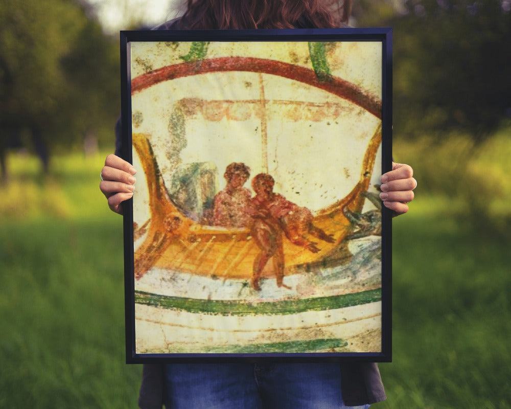 Jonah Let Overboard Saint Marcellinus & Peter Catacomb 2nd AD Painting Tapestry Catholic Christian Orthodox Icon Bible Scripture Christ Gift