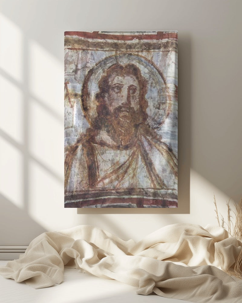 Christ Jesus Face Bible Pantocrator Rome Catacombs 4th Century Wall Art Tapestry Catholic Christian Orthodox Icon Scripture Christmas Gift