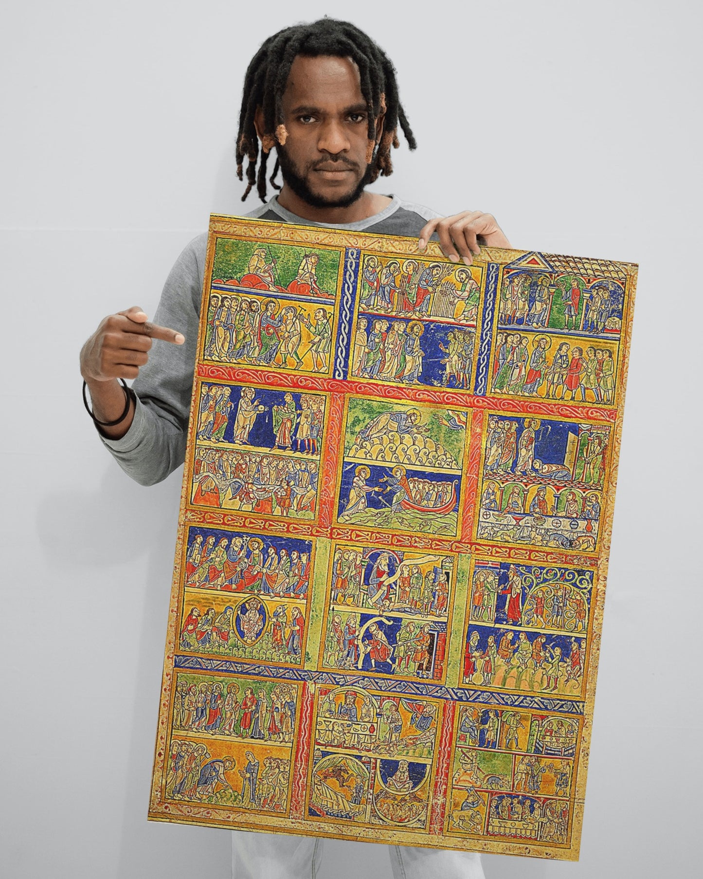 Scenes from the Life of Christ and Parables Parchment Psautier d'Eadwine 1150 Canvas Tapestry Catholic Christian Bible Scripture Christ Gift
