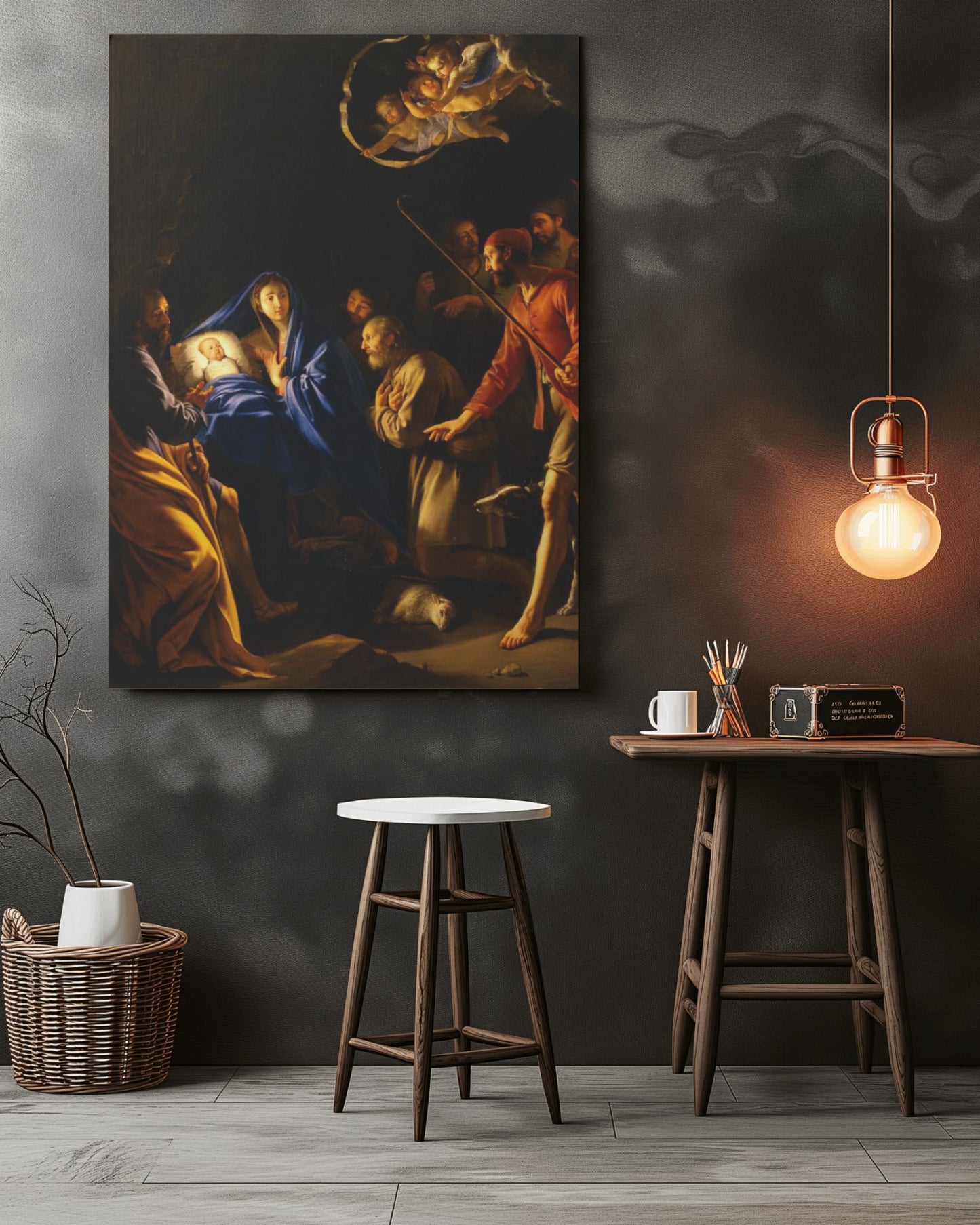 Adoration of the Shepherds - Philippe de Champaigne 1630 Baroque Oil Canvas Tapestry Orthodox Catholic Christian Bible Scripture Christ Gift