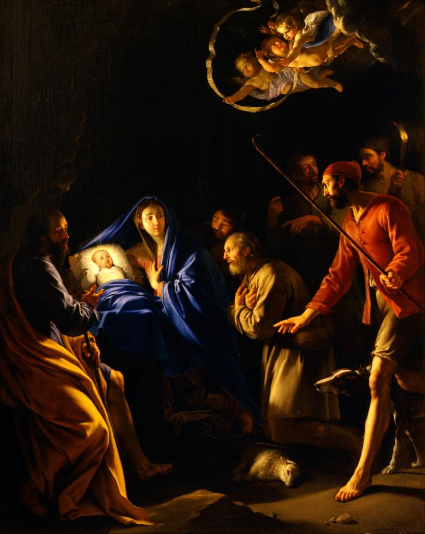 Adoration of the Shepherds - Philippe de Champaigne 1630 Baroque Oil Canvas Tapestry Orthodox Catholic Christian Bible Scripture Christ Gift
