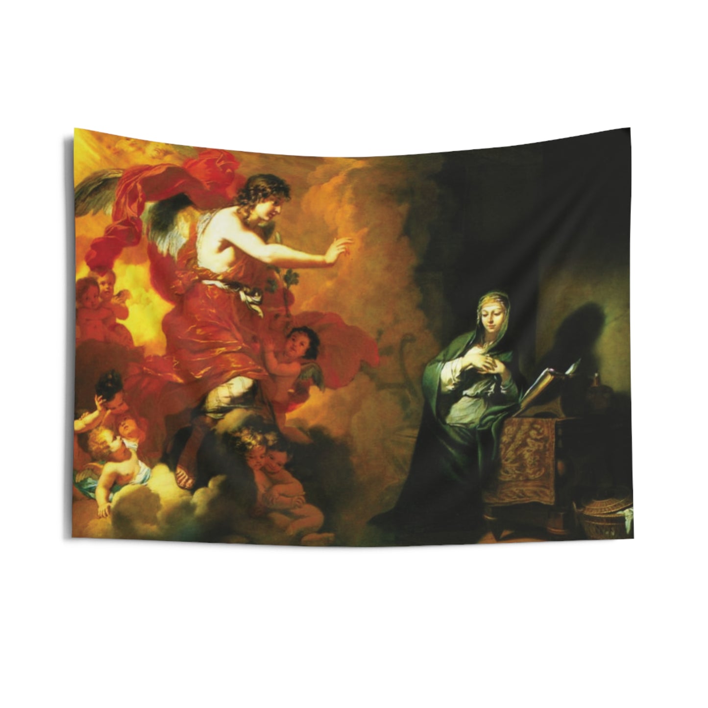 The Annunciation by Gerard de Lairesse 1668 Dutch Golden Age Oil on Canvas Tapestry Orthodox Catholic Christian Bible Scripture Christ Gift
