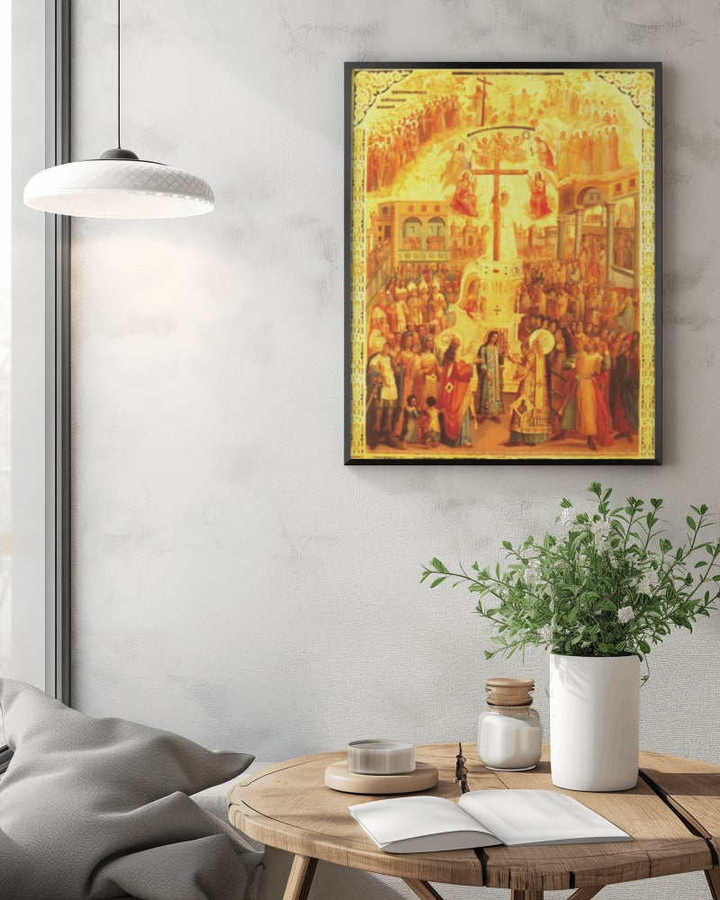 Elevation of the Holy Cross Byzantine Orthodox Icon September 14 Great Feast Canvas Tapestry Catholic Christian Bible Scripture Christ Gift