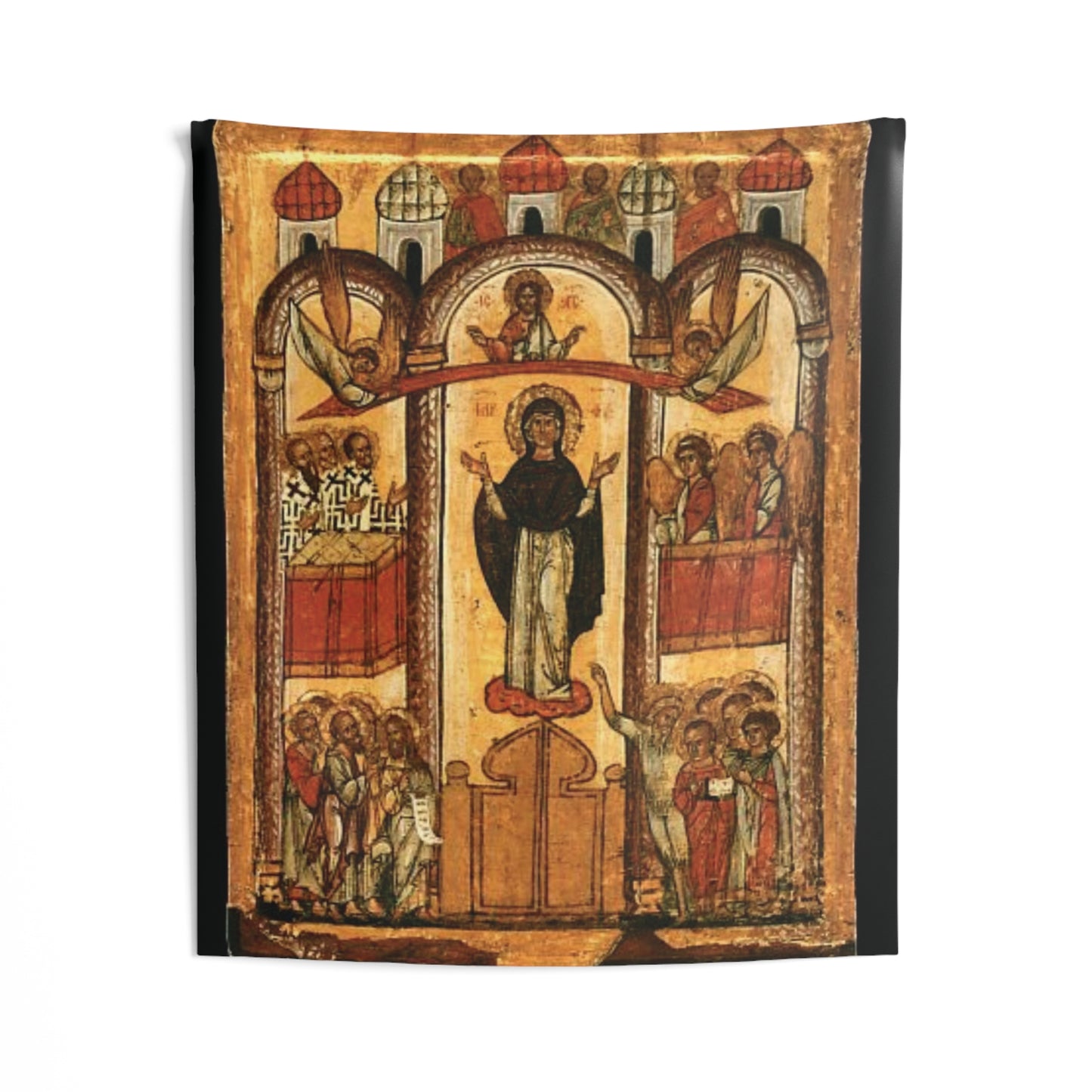 The Protection of the Theotokos Byzantine Orthodox Icon October 1 Great Feast Canvas Tapestry Catholic Christian Bible Scripture Christ Gift