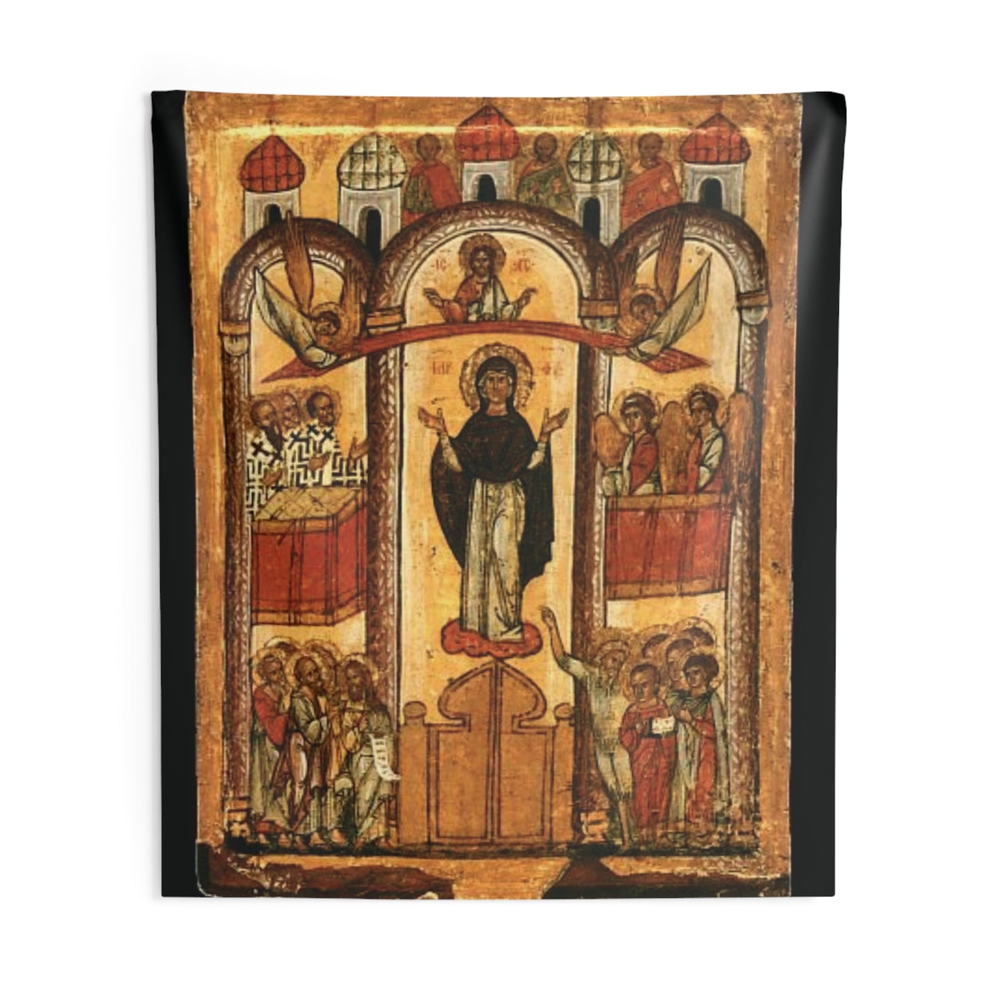 The Protection of the Theotokos Byzantine Orthodox Icon October 1 Great Feast Canvas Tapestry Catholic Christian Bible Scripture Christ Gift